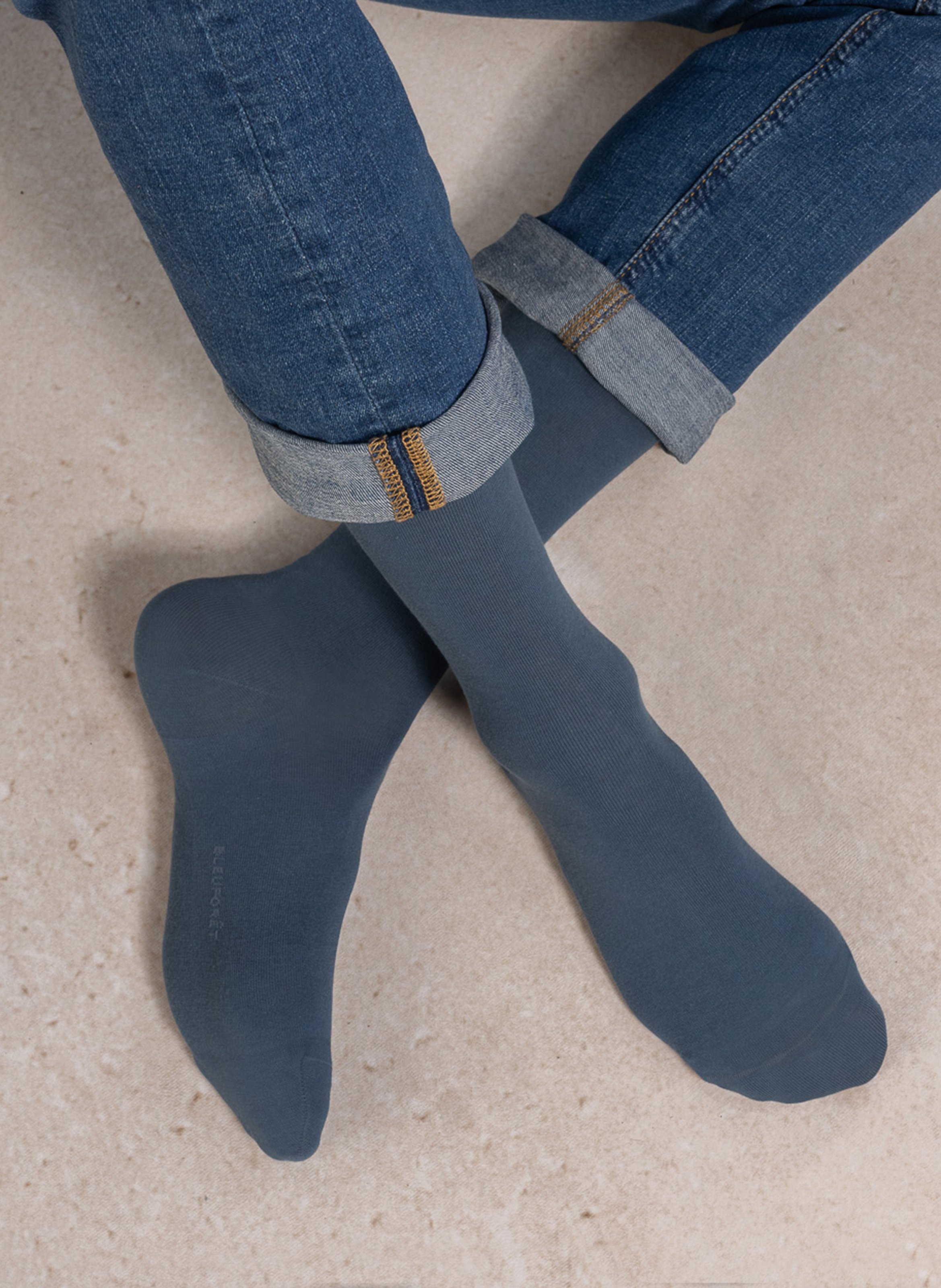 Cotton-blend mid-length socks BLEUFORET Blue