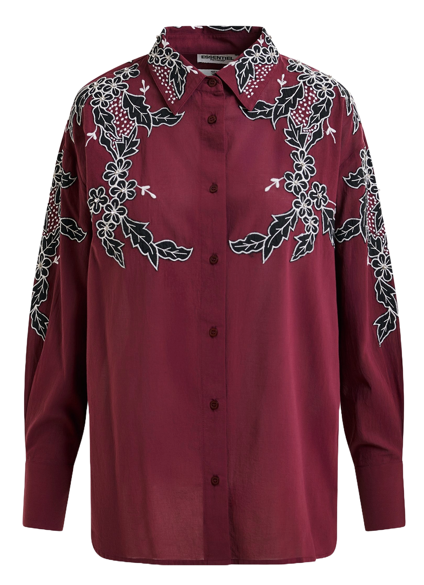 Chemise ample à broderies fleurs  ESSENTIEL ANTWERP Rouge