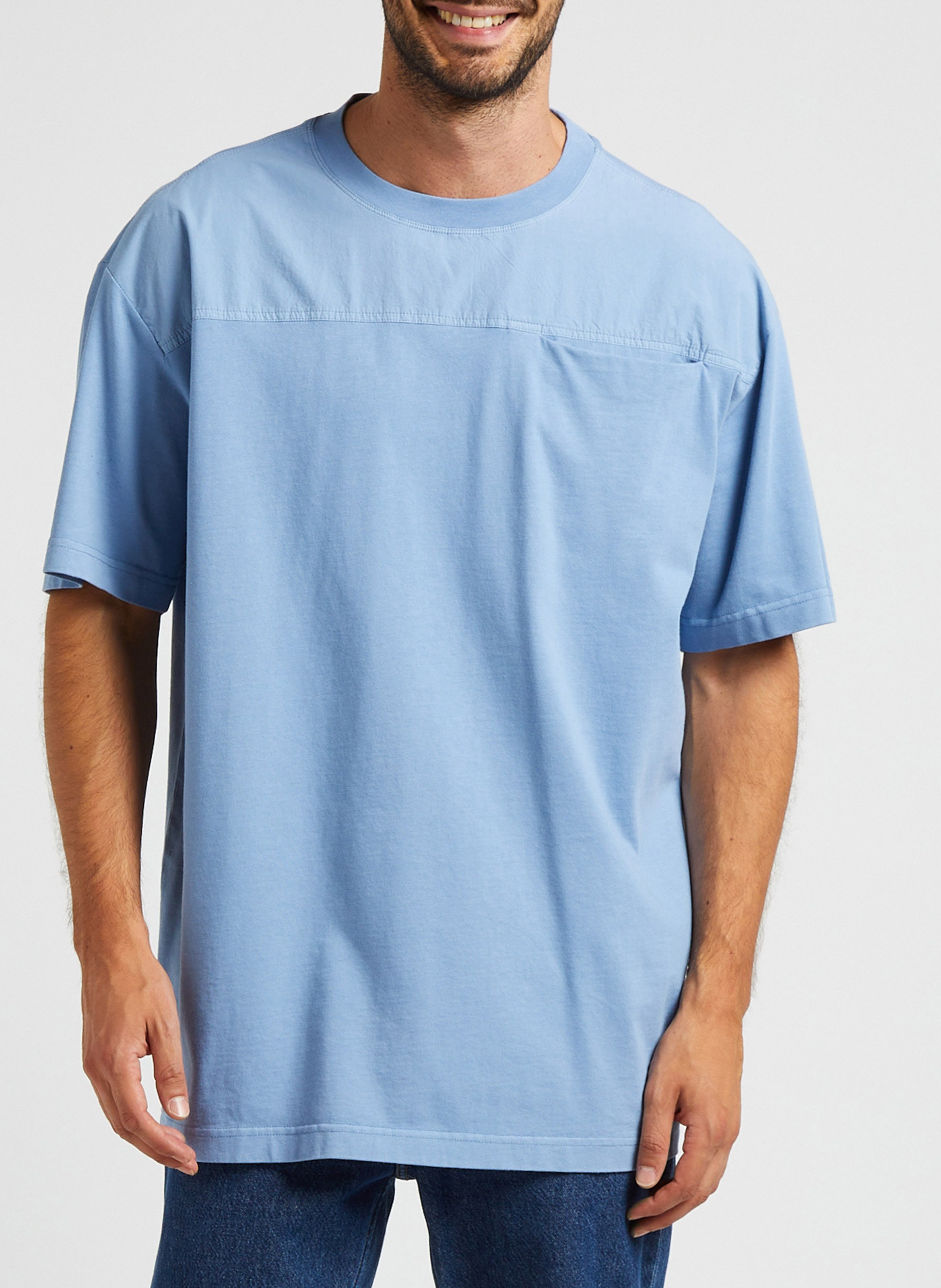 Tee-shirt col rond oversize en coton bio KNOWLEDGE COTTON APPAREL Bleu