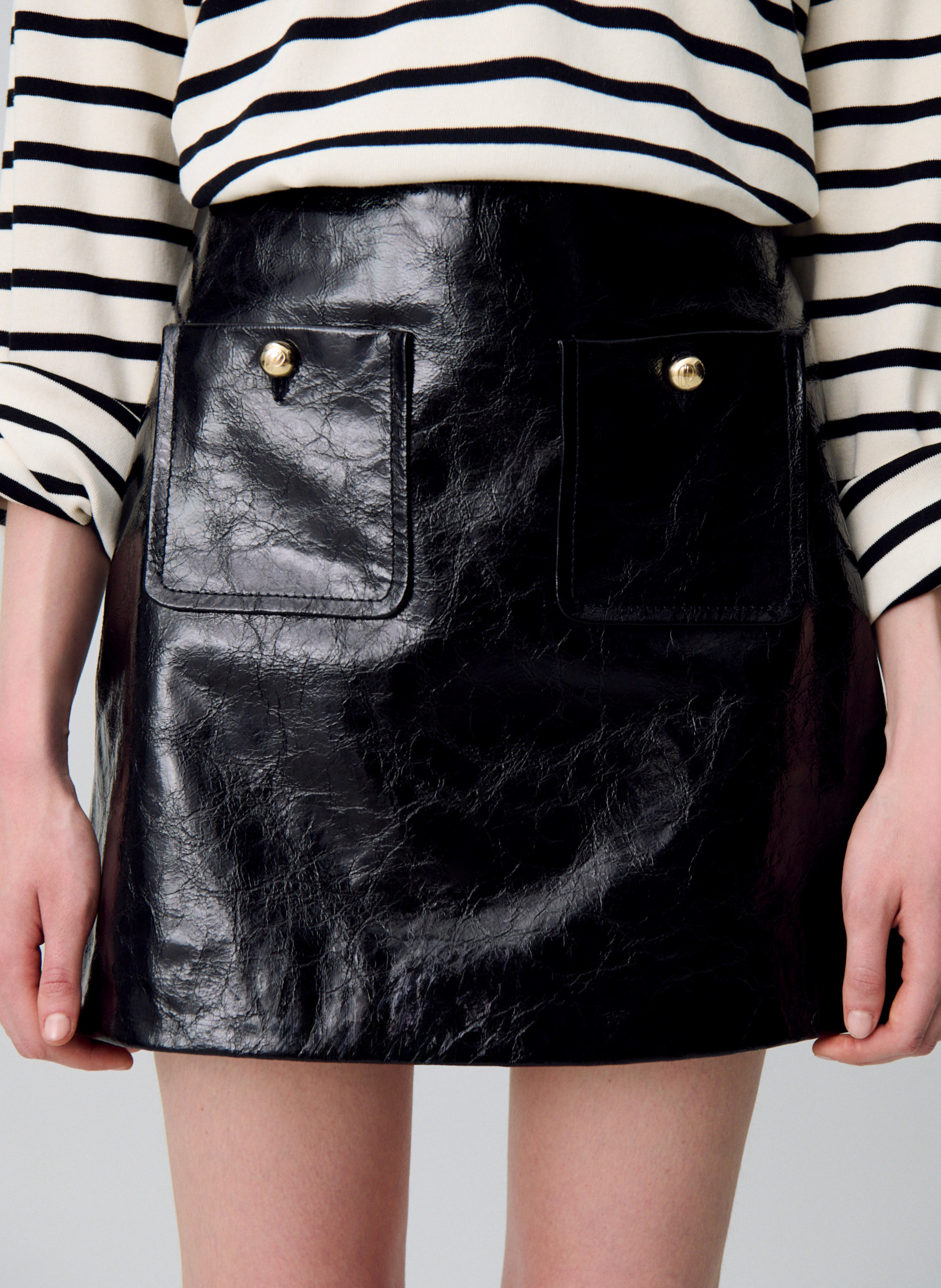 Jupe courte en cuir CLAUDIE PIERLOT Noir