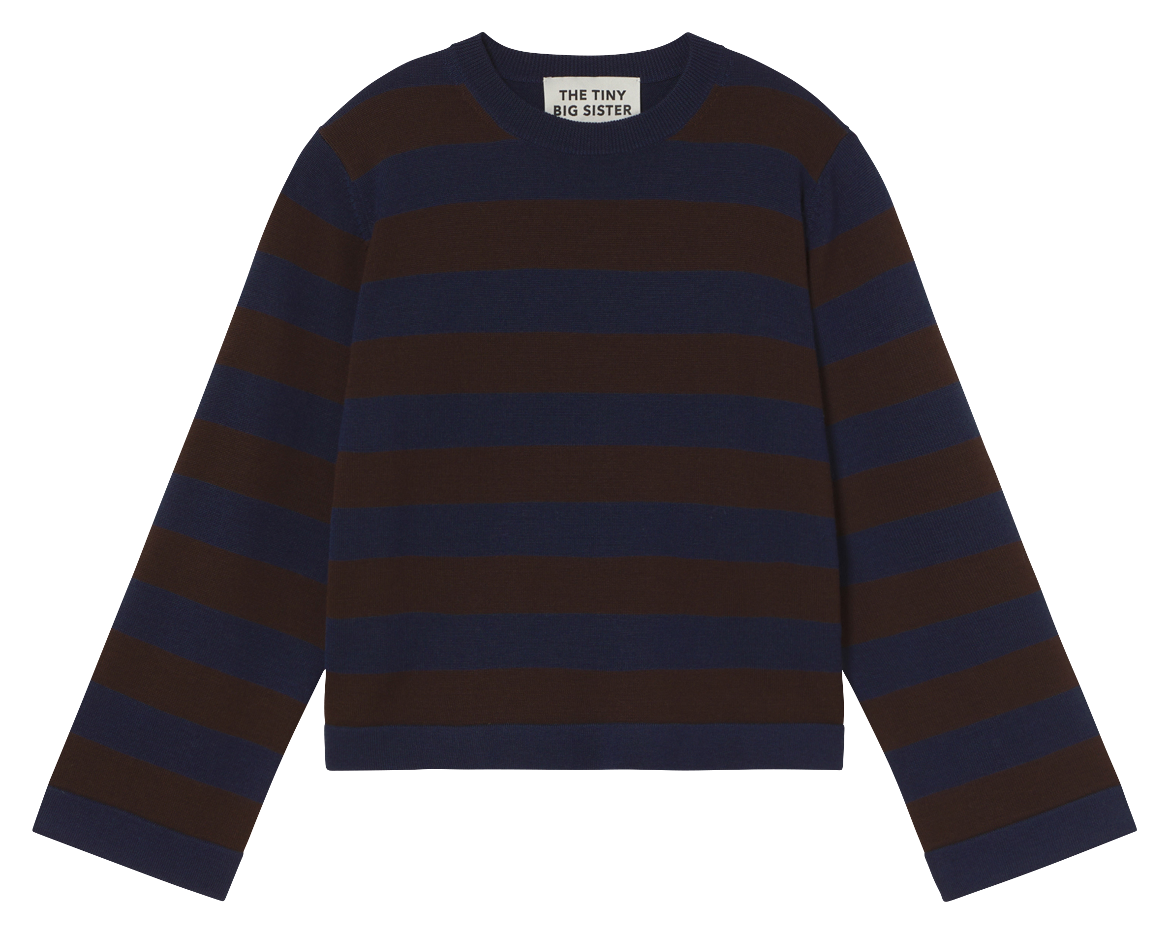 Pull col rond rayé en laine THE TINY BIG SISTER Bleu