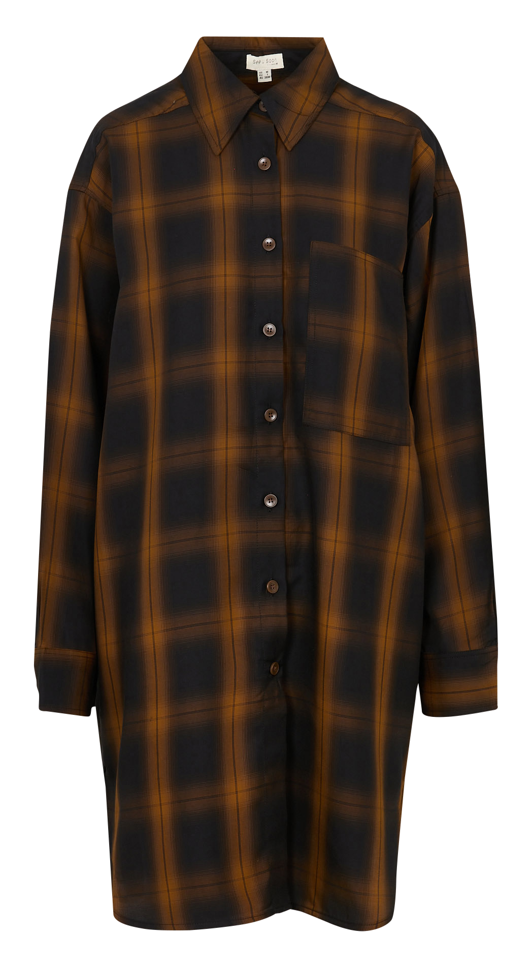 Robe courte chemise oversize à carreaux SEE U SOON Noir