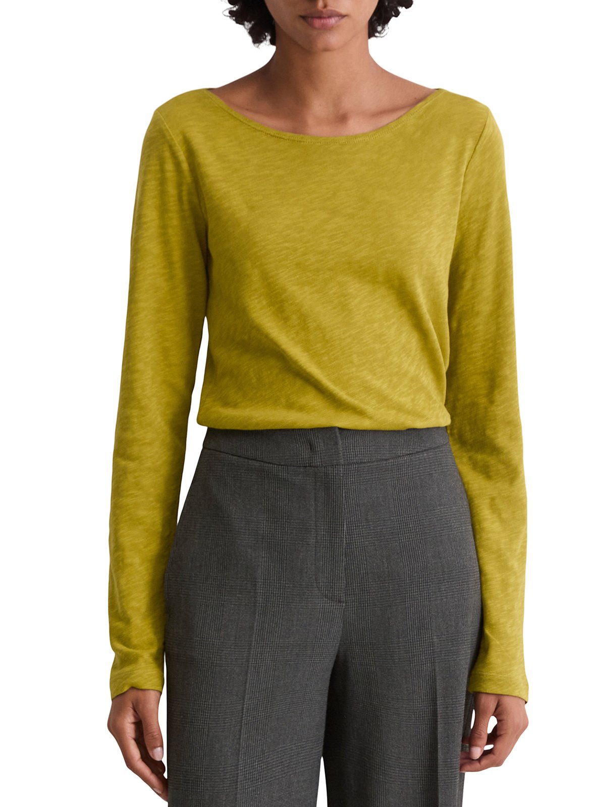 Camiseta de algodón flameado con cuello de barco MARC O'POLO