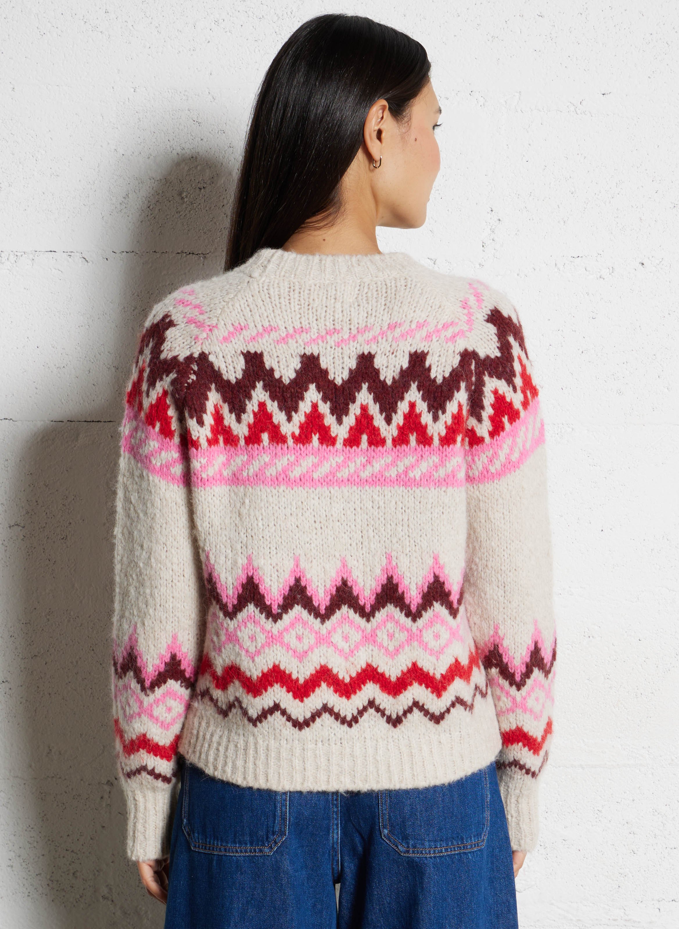 Pull droit col rond en jacquard HARTFORD Multicolore