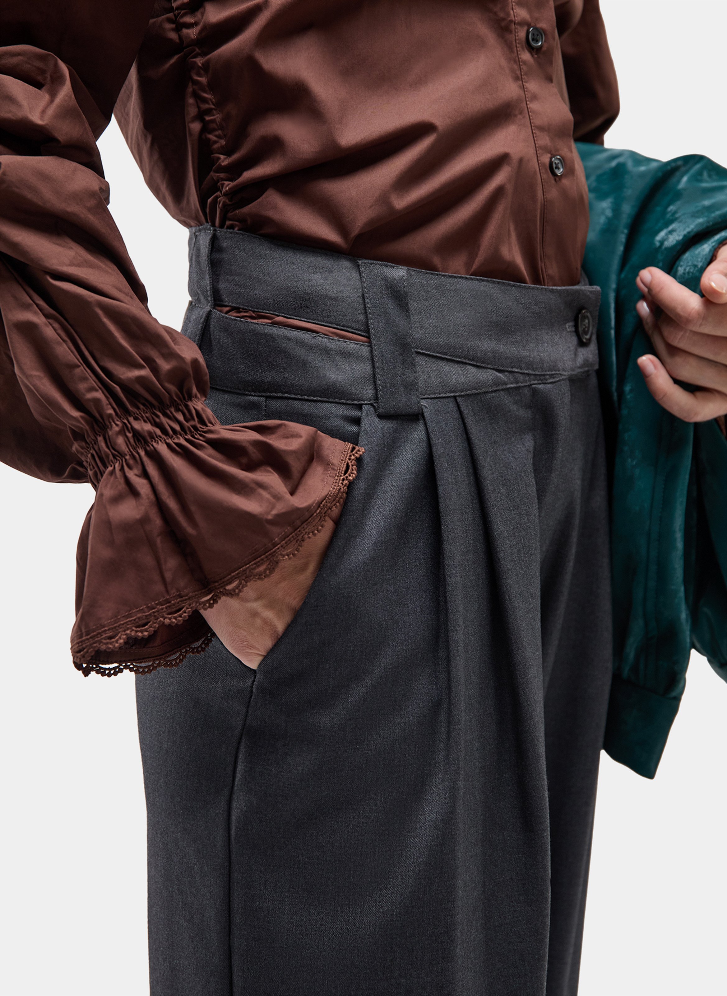 Chemise col classique manches contrastantes en coton LAAGAM Brown