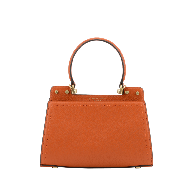 Handbag - cowhide leather POURCHET Orange