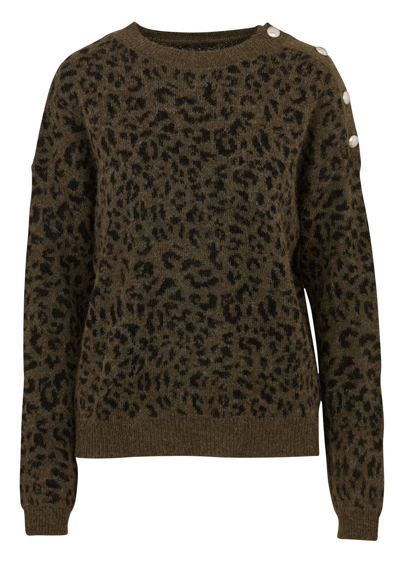 Pull droit col rond imprimé IKKS Kaki