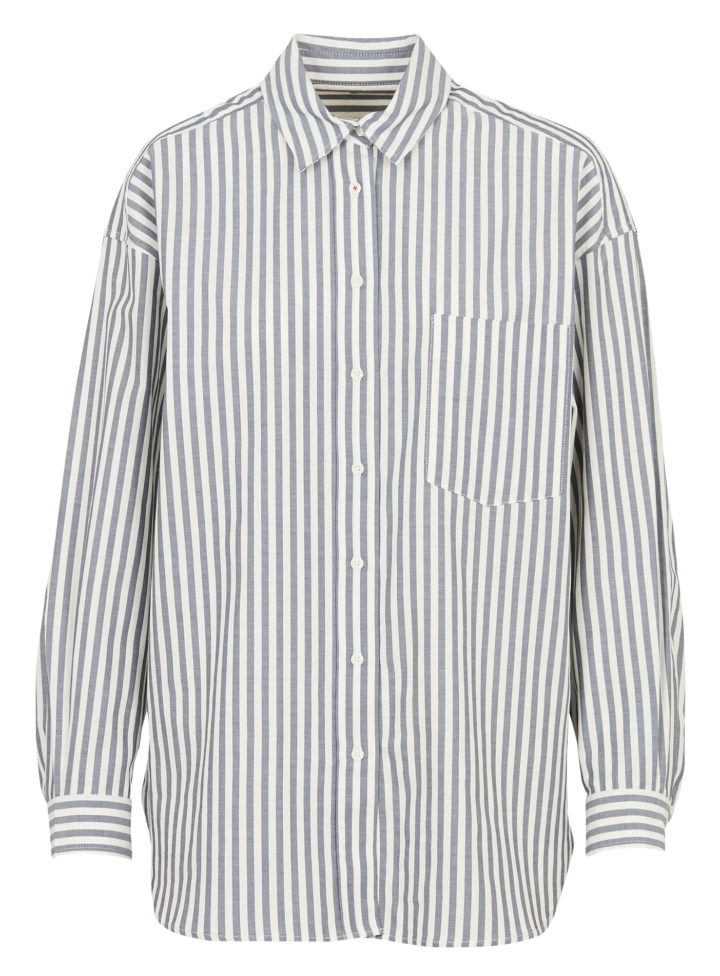 Oversized striped cotton shirt with classic collar IKKS Blue