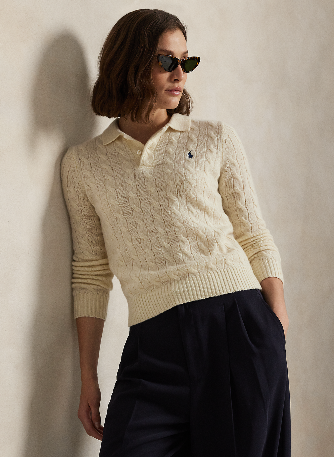 Pull droit en laine et cachemire mélangé POLO RALPH LAUREN Blanc