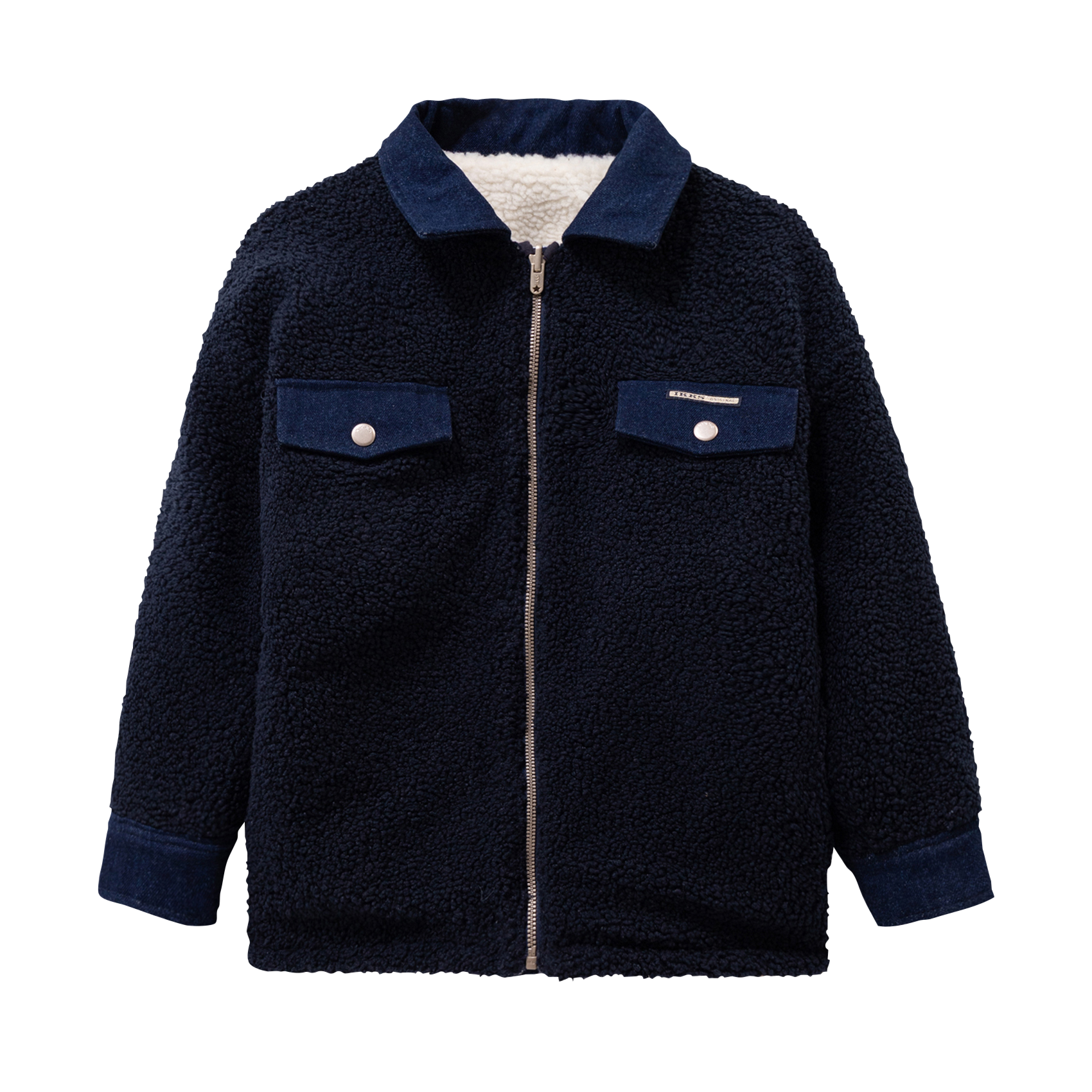Veste droite col classique en sherpa IKKS JUNIOR Bleu