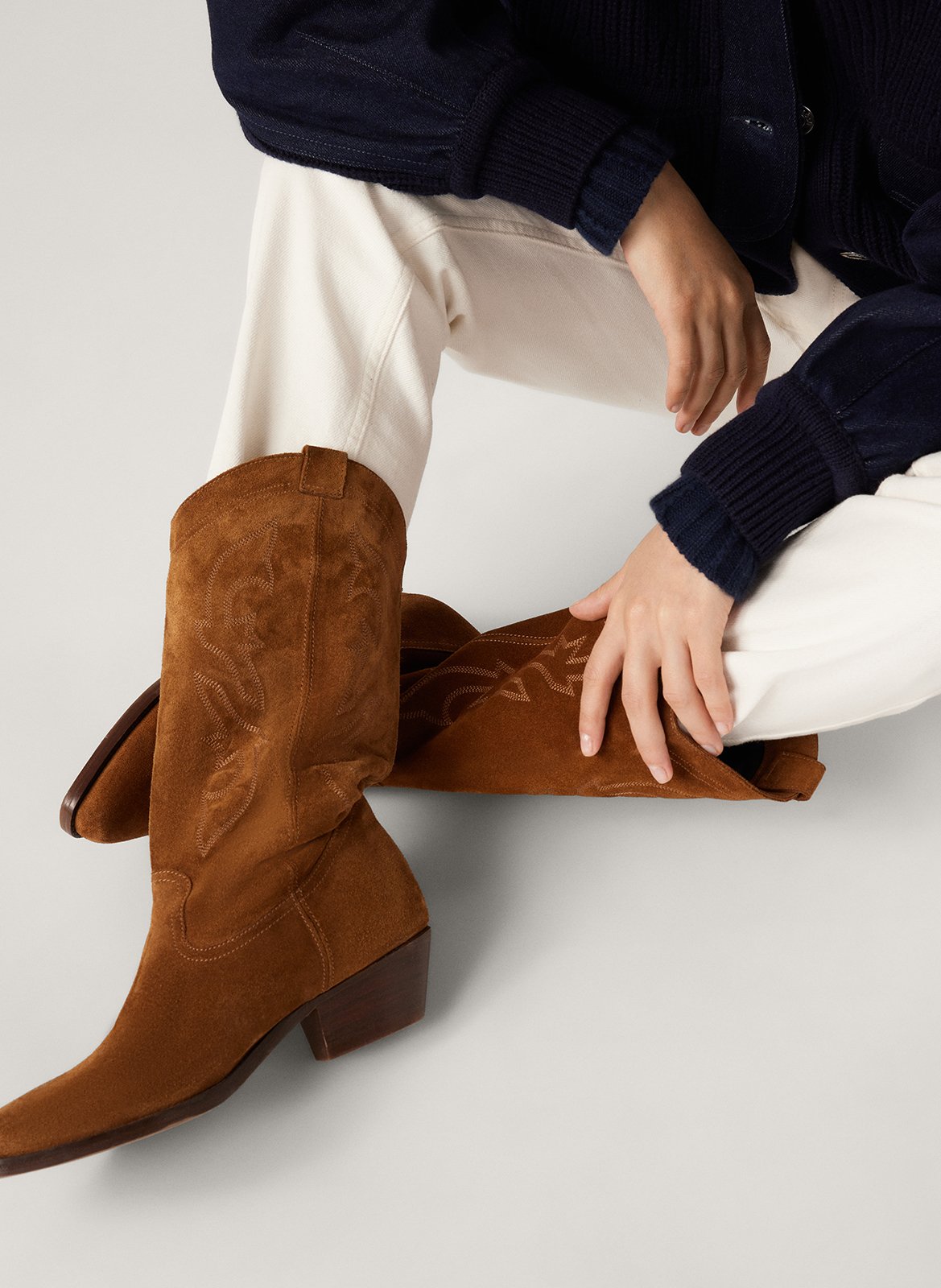 Bottines à broderies en cuir  BA&SH Marron