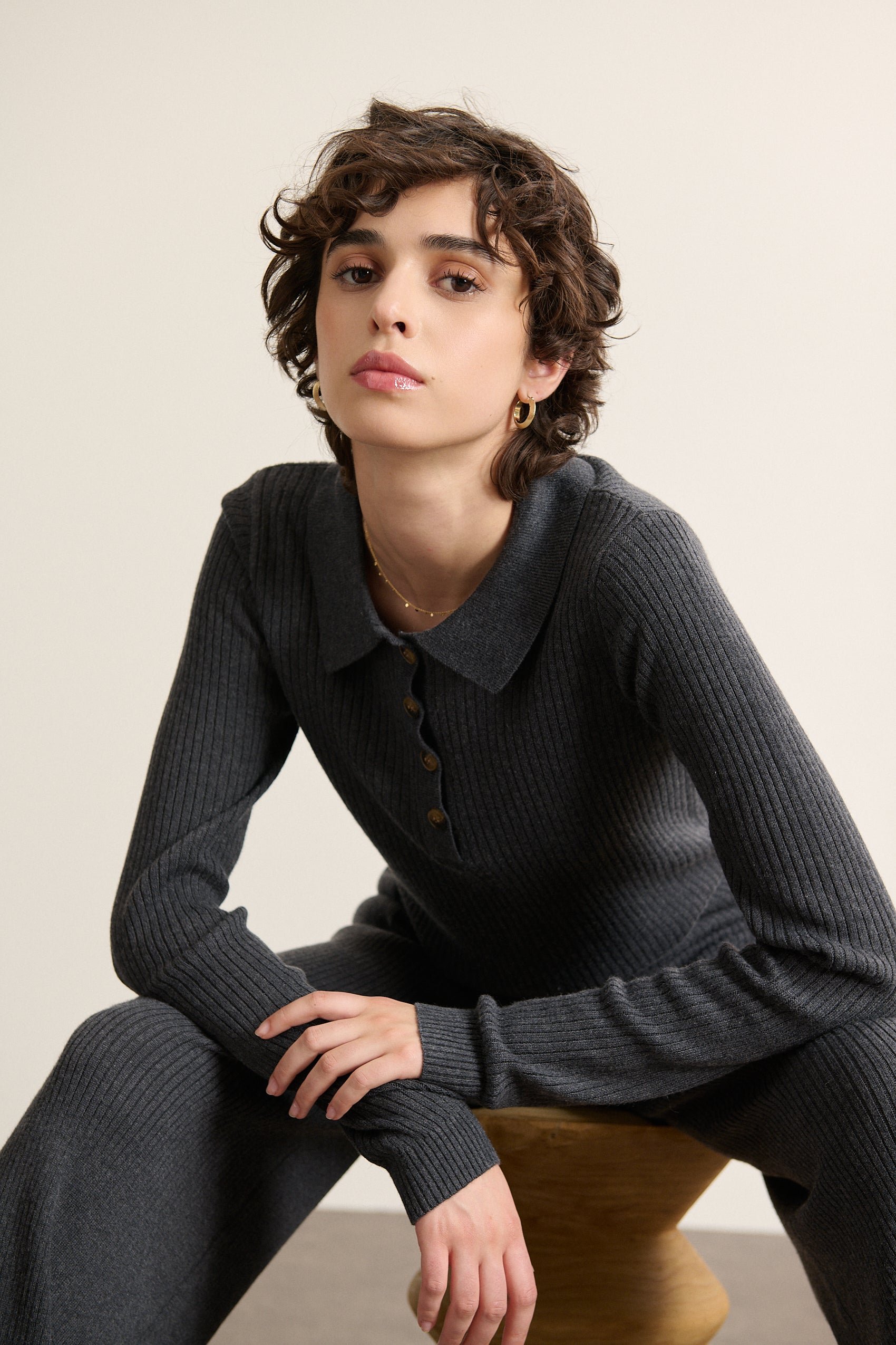 Long-sleeve polo neck sweater GARANCE PARIS Grey