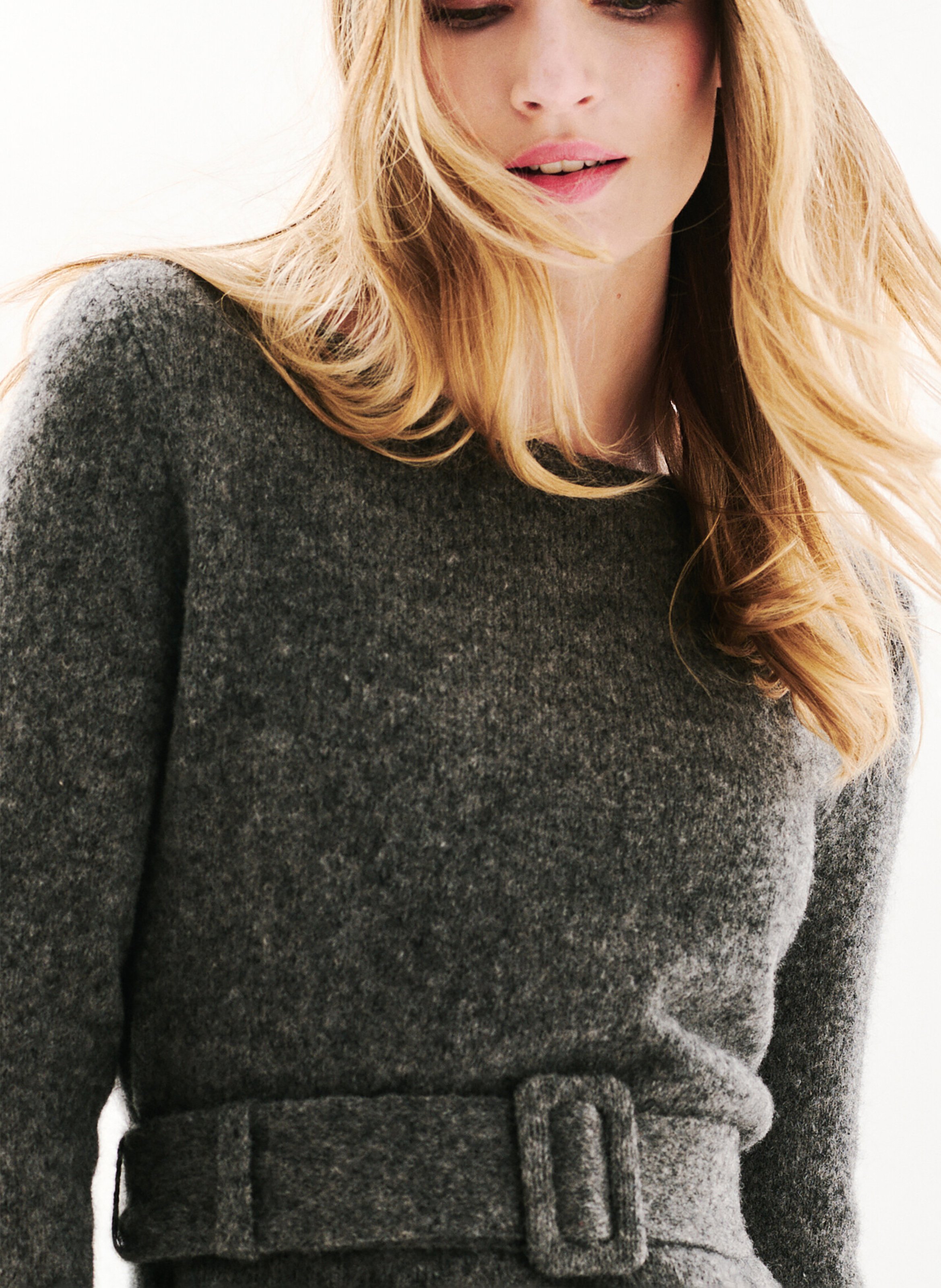 Short knit dress with round neck in blended wool CAROLL Grey