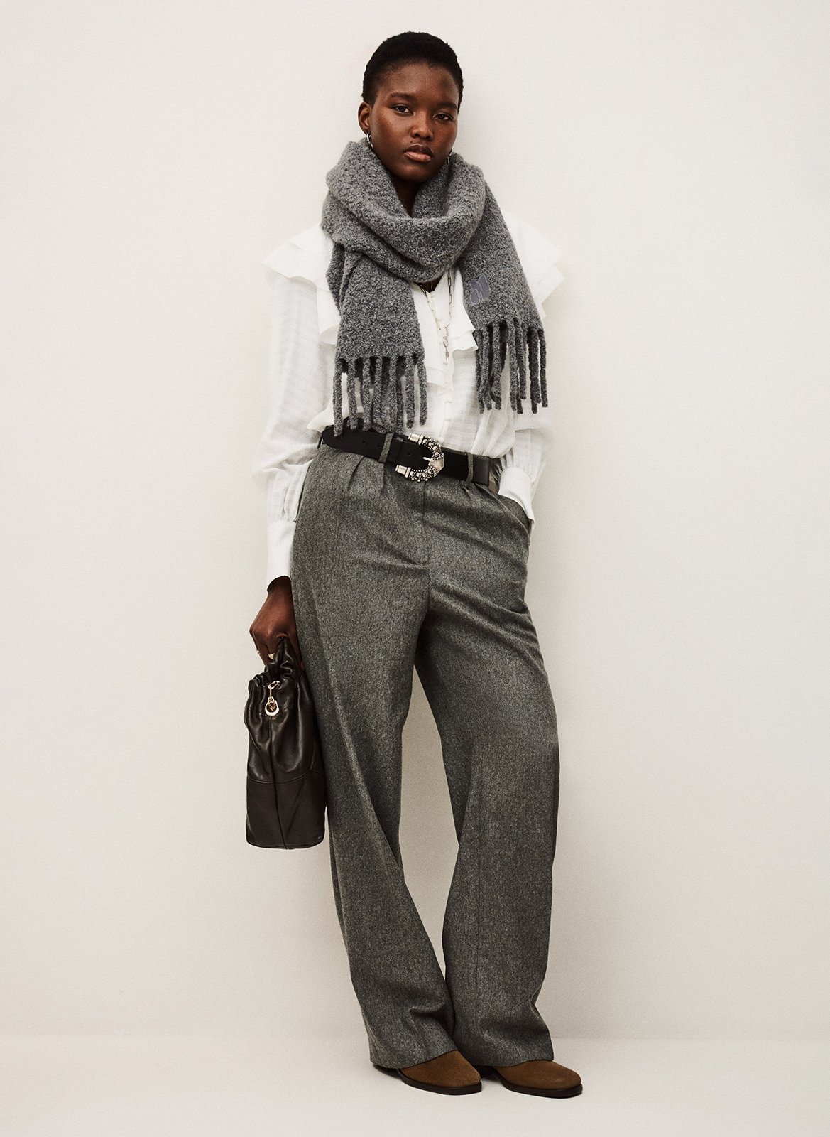 Broek breed model van gebreide stof BA&SH Zwart