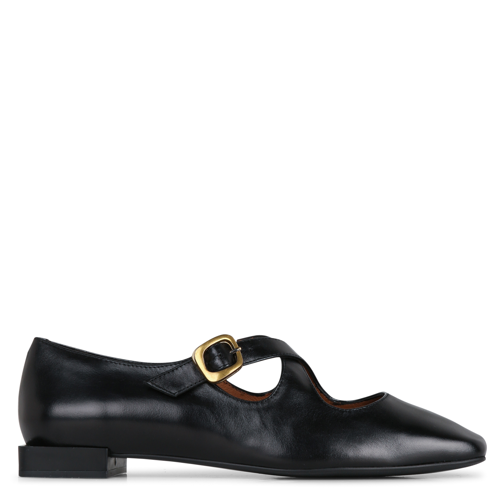Ballet flats with shiny textured leather straps ANGEL ALARCON Black