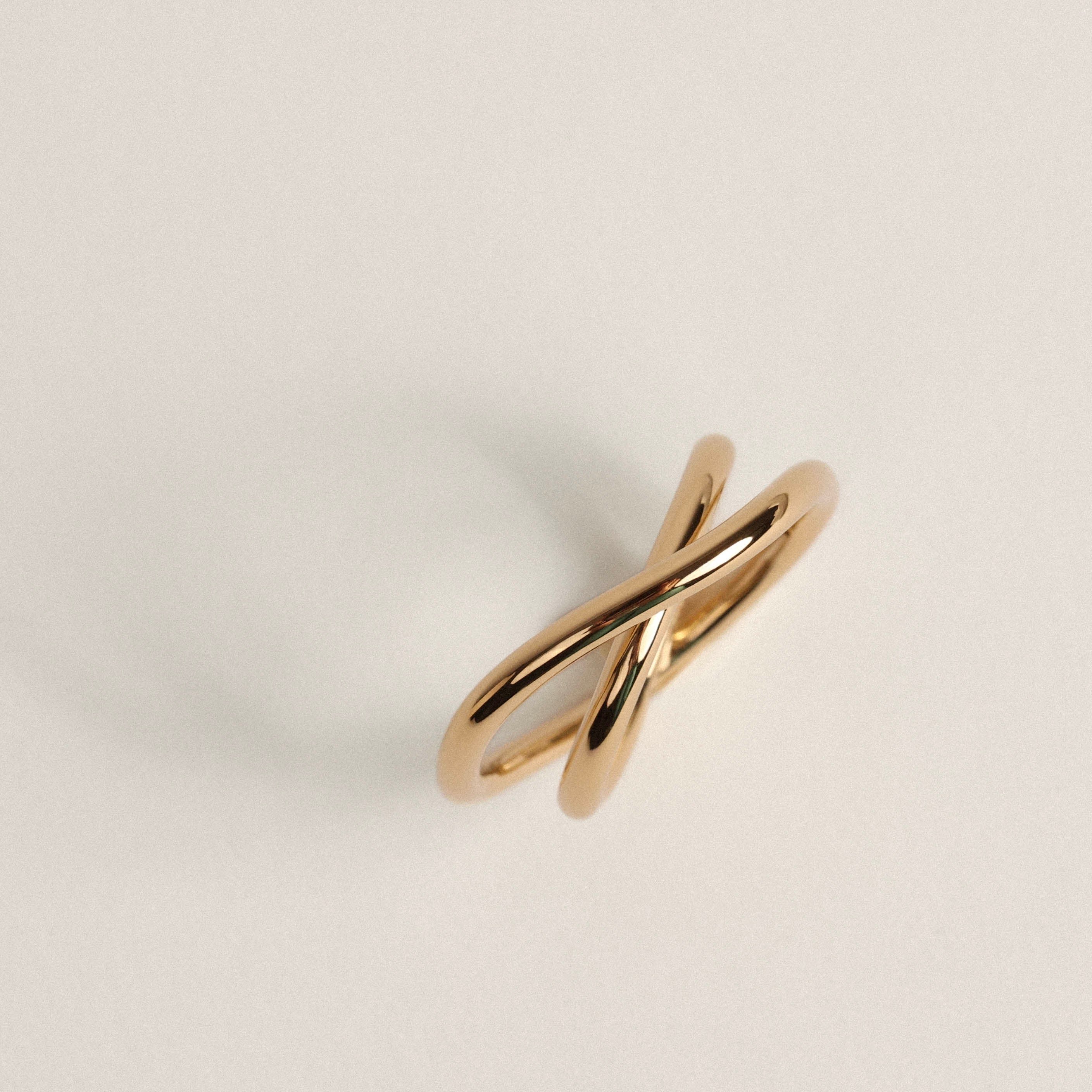 Ring with two hoops, recycled silver MAYRENA Golden