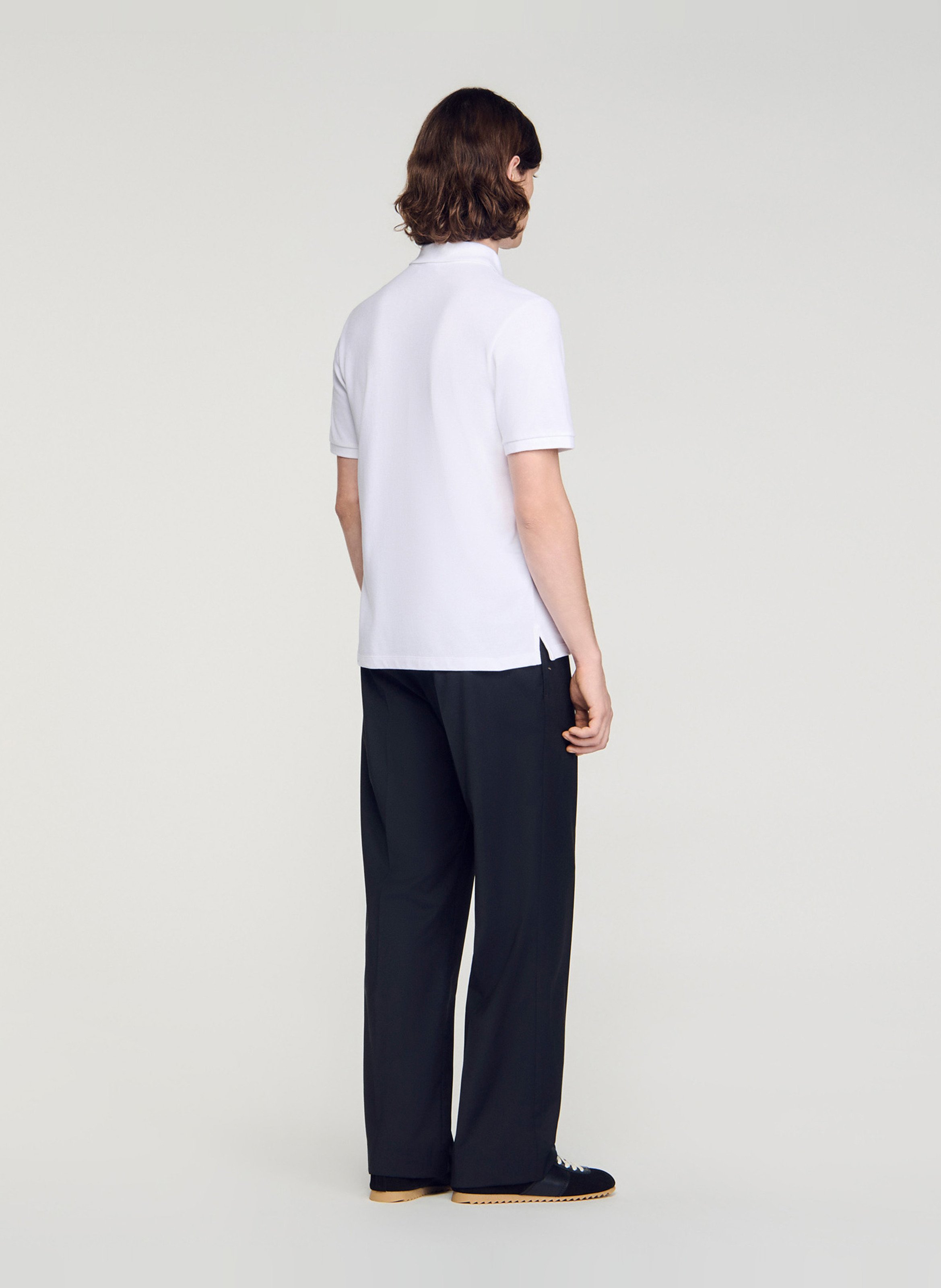 Polo droit en coton SANDRO Blanc