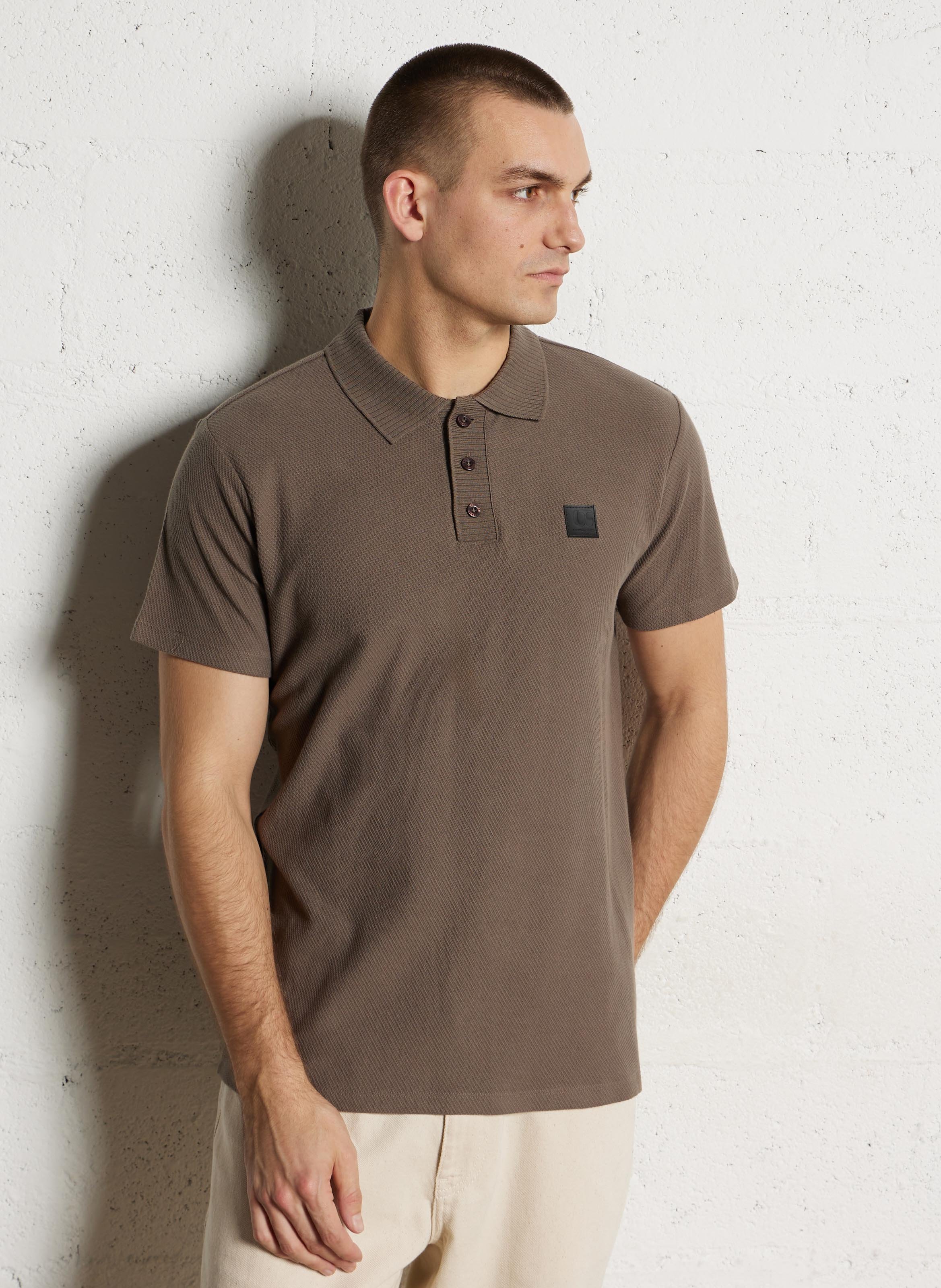 Short-sleeved solid color cotton polo LE TEMPS DES CERISES Grey
