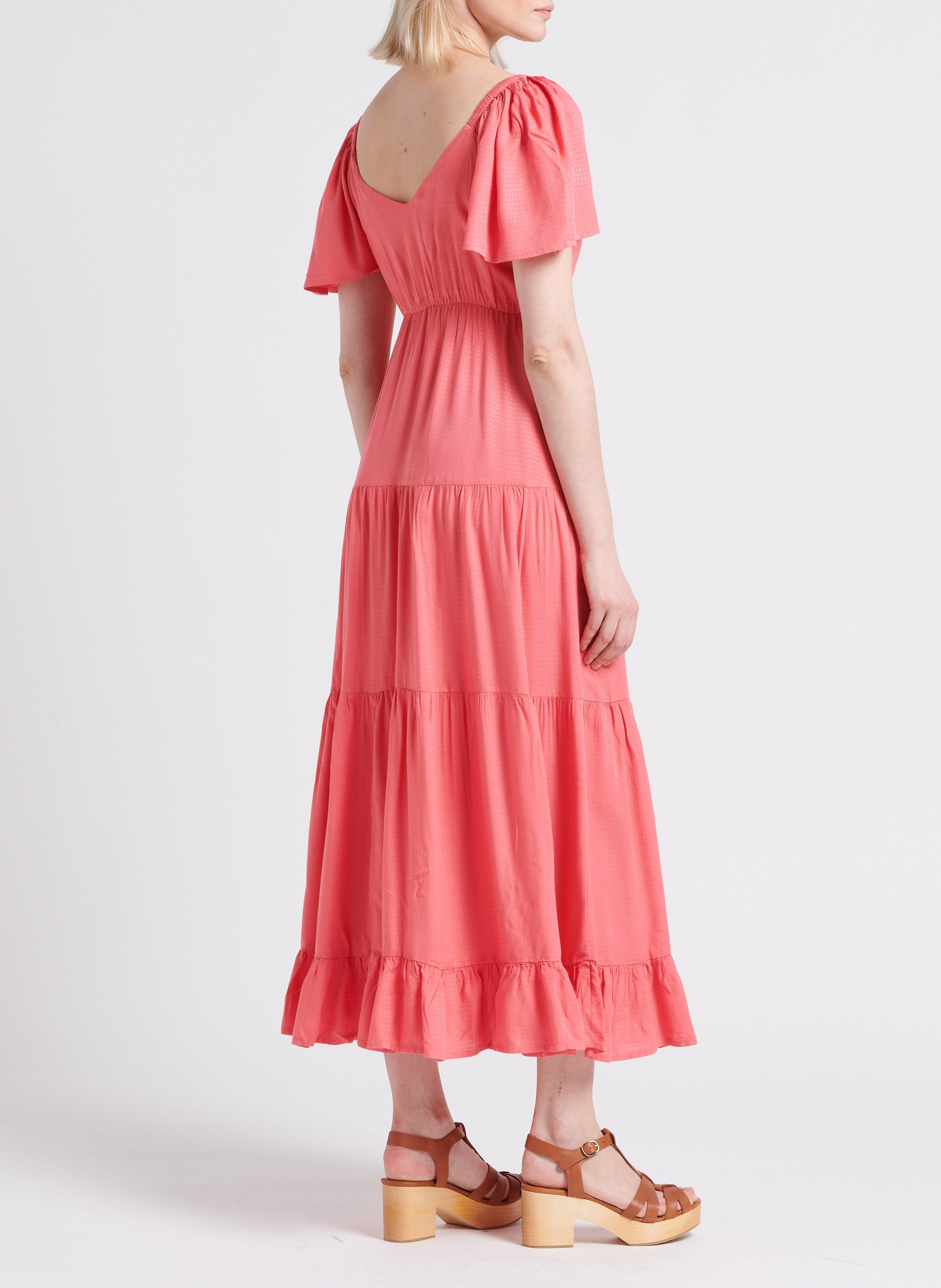 Lange jurk met V-hals YAS Roze