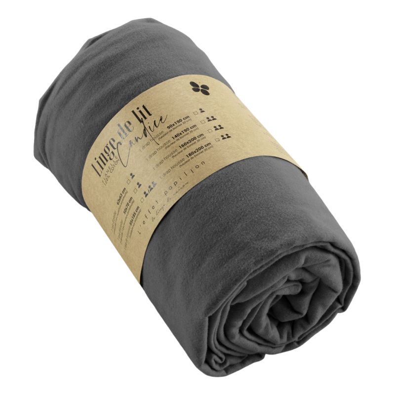 "Candice" fitted sheet all sizes cotton flannel. L'EFFET PAPILLON Multicolored