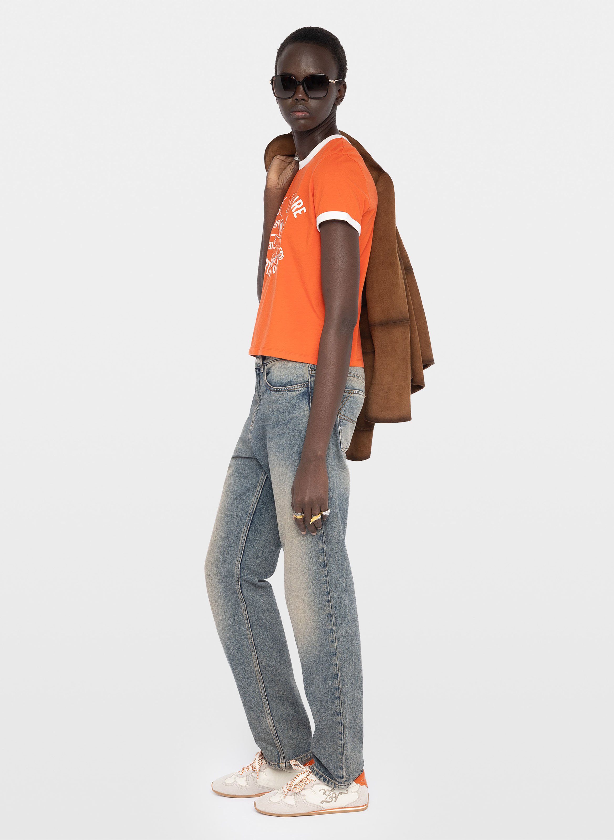 Tee-shirt round neck short sleeves printed ZADIG&VOLTAIRE Orange