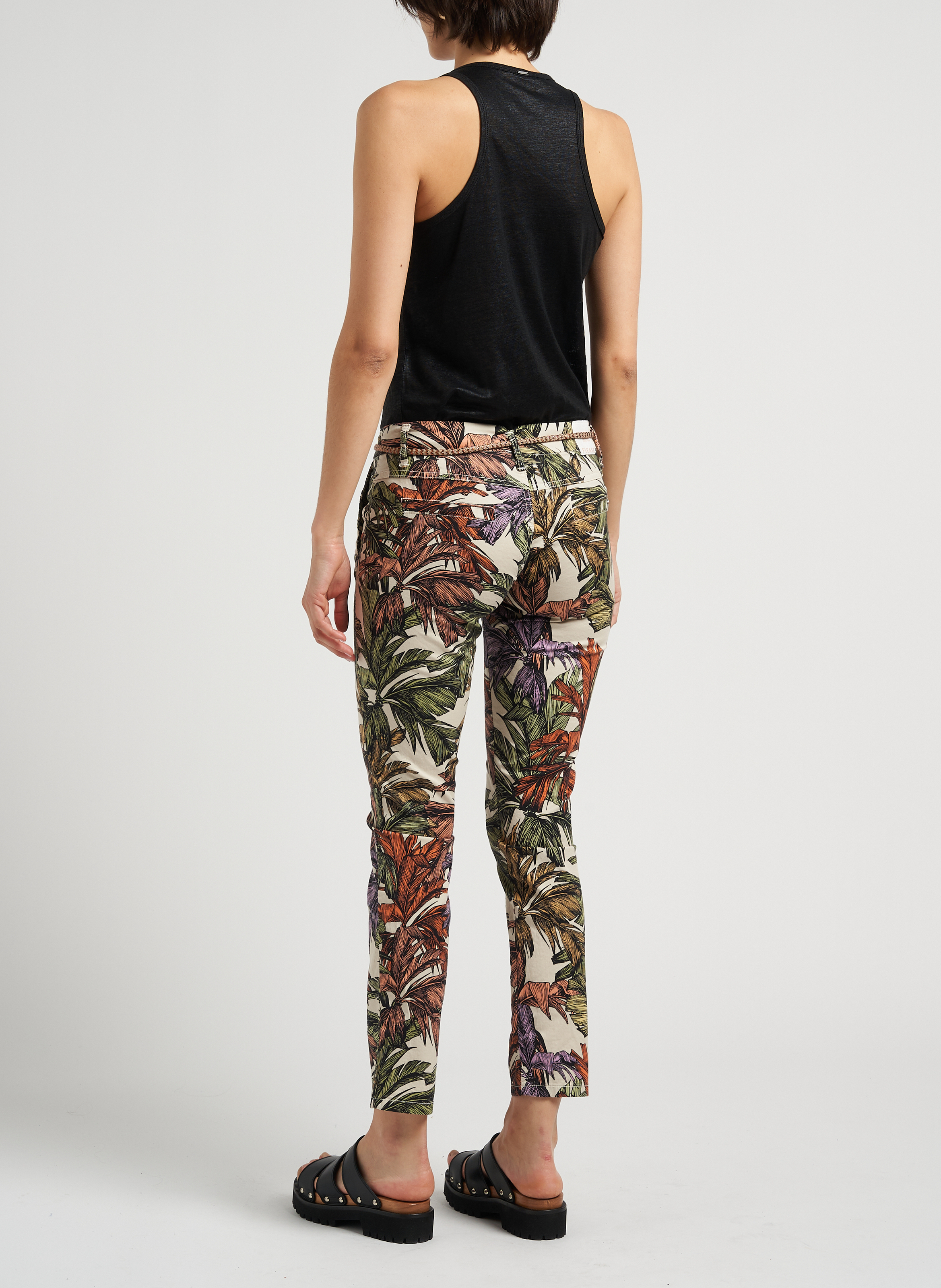 Pantalon slim imprimé en coton mélangé  PLEASE Beige