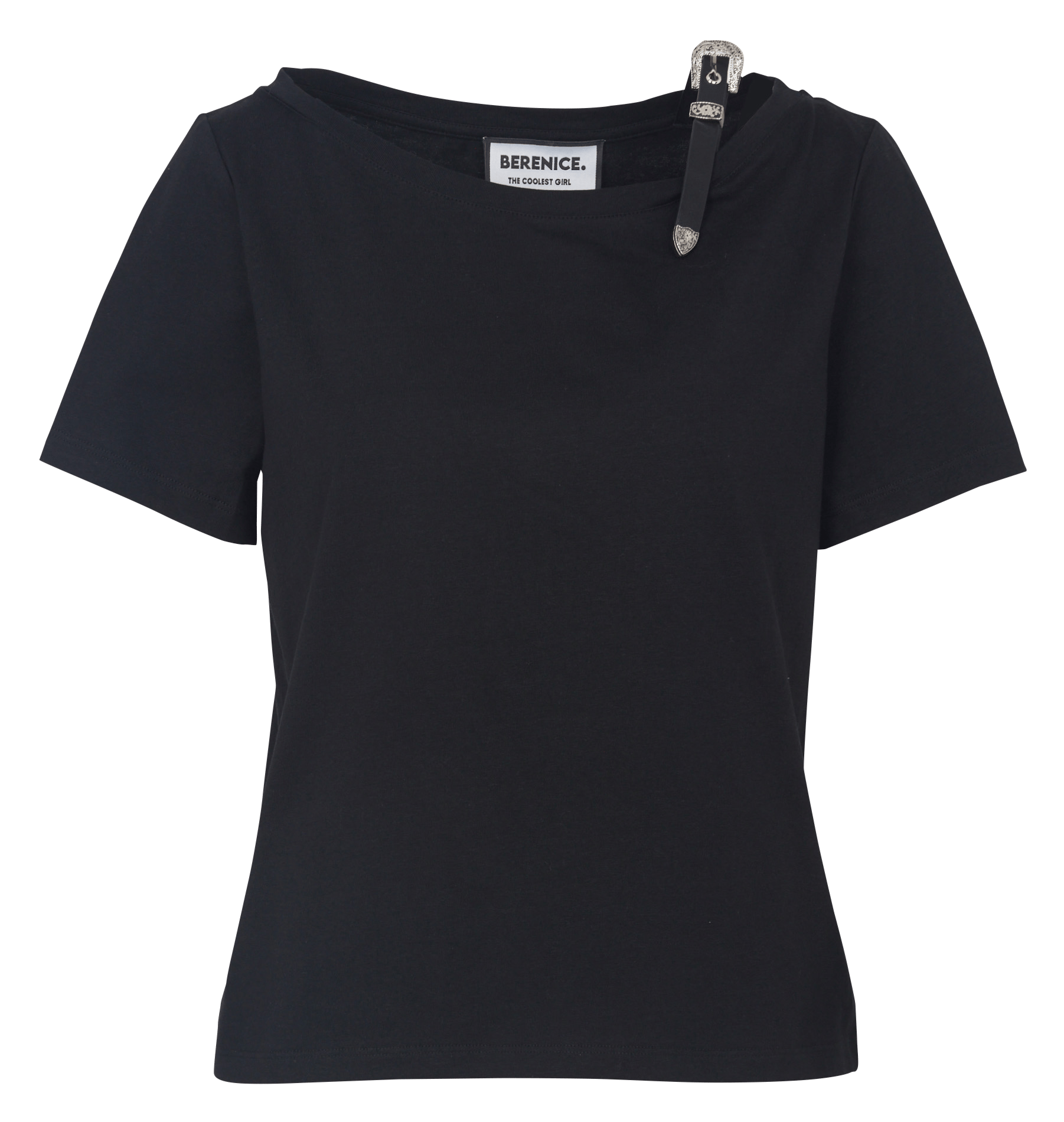 T-shirt met boothals in katoen BERENICE Zwart