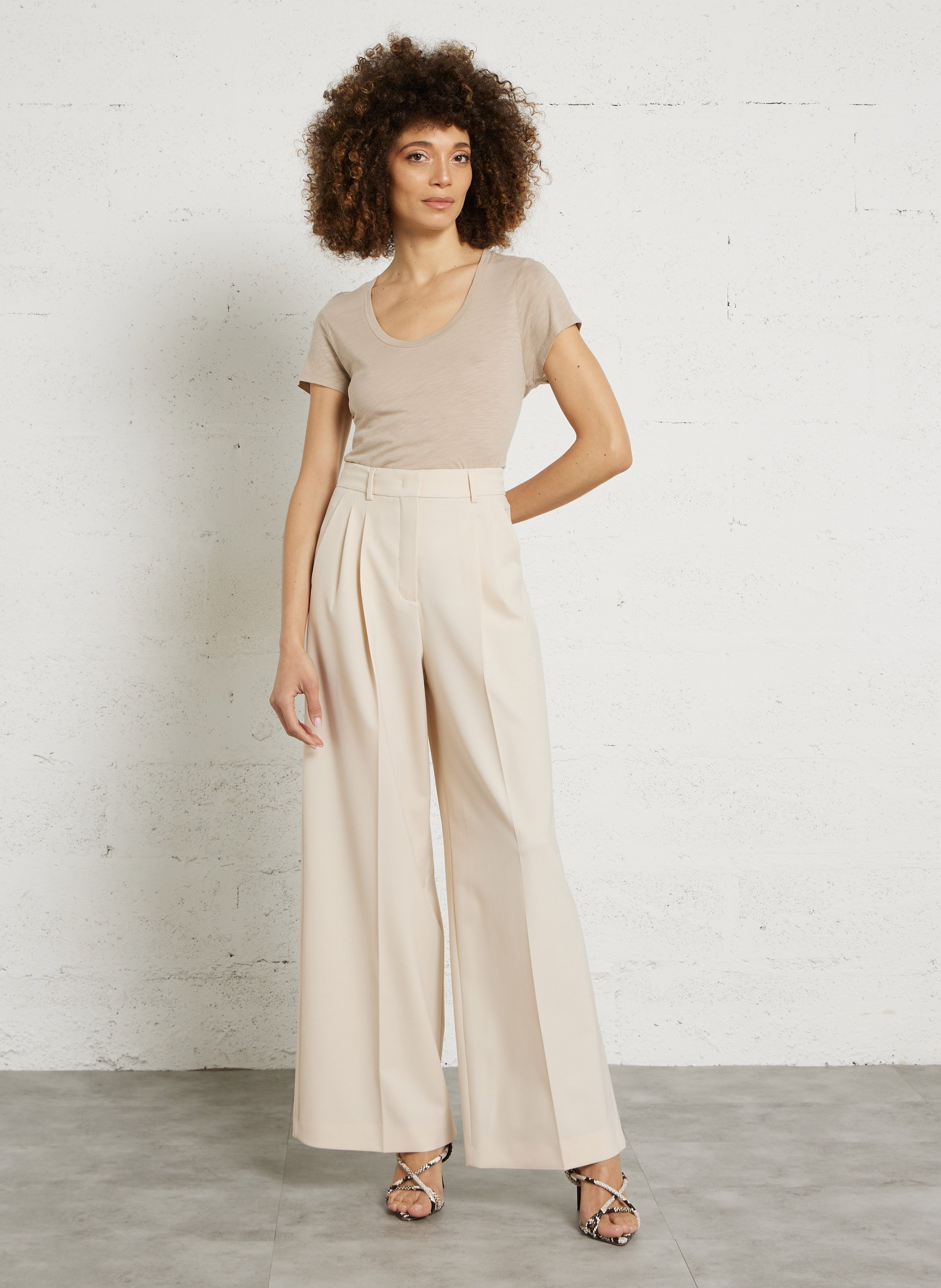 Tee-shirt col rond en coton mélangé AMERICAN VINTAGE Beige