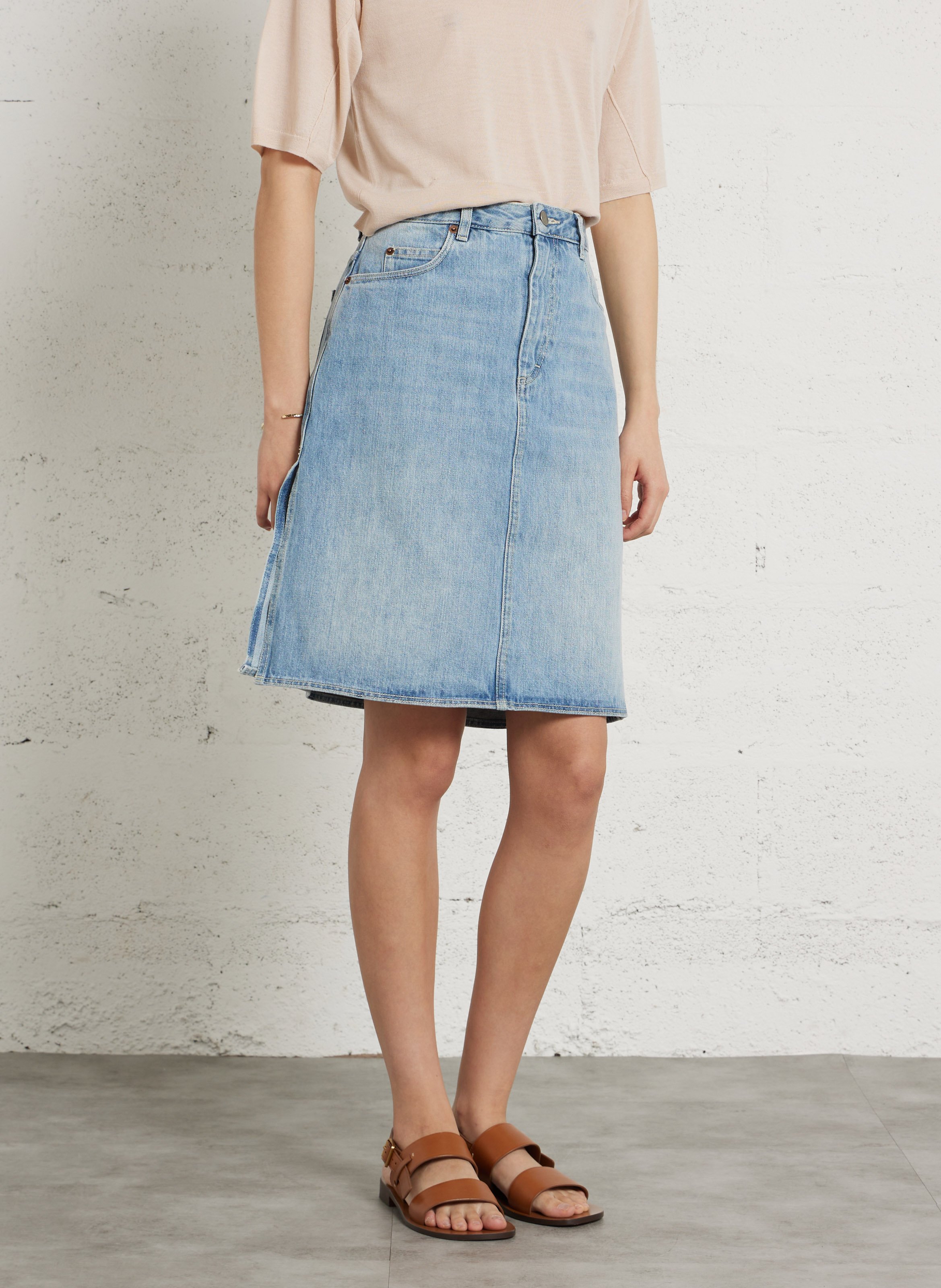 Rok in korte lengte van denim SOEUR Blauw