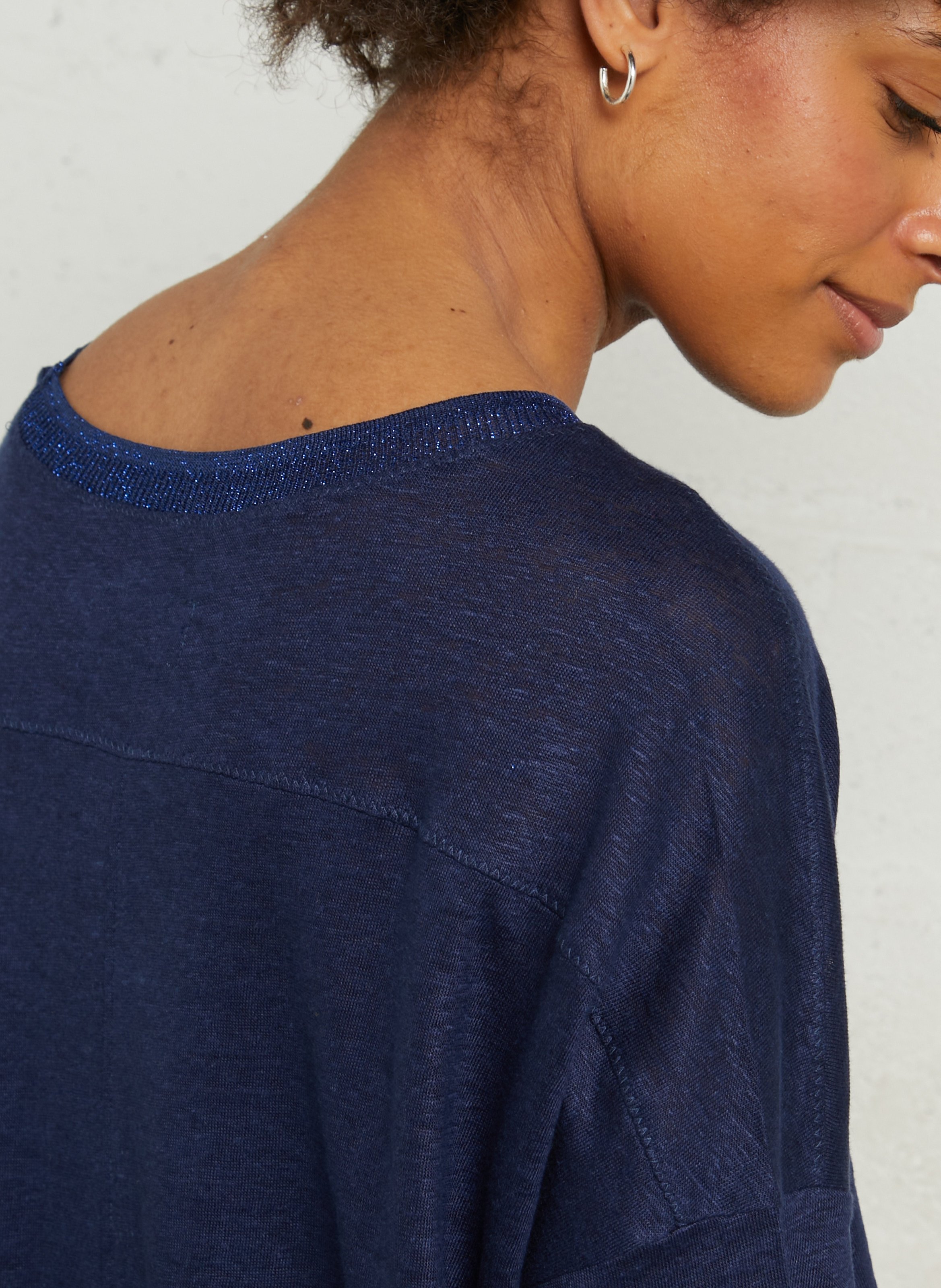 Loose-fit round-neck cotton T-shirt BELLA JONES Blue