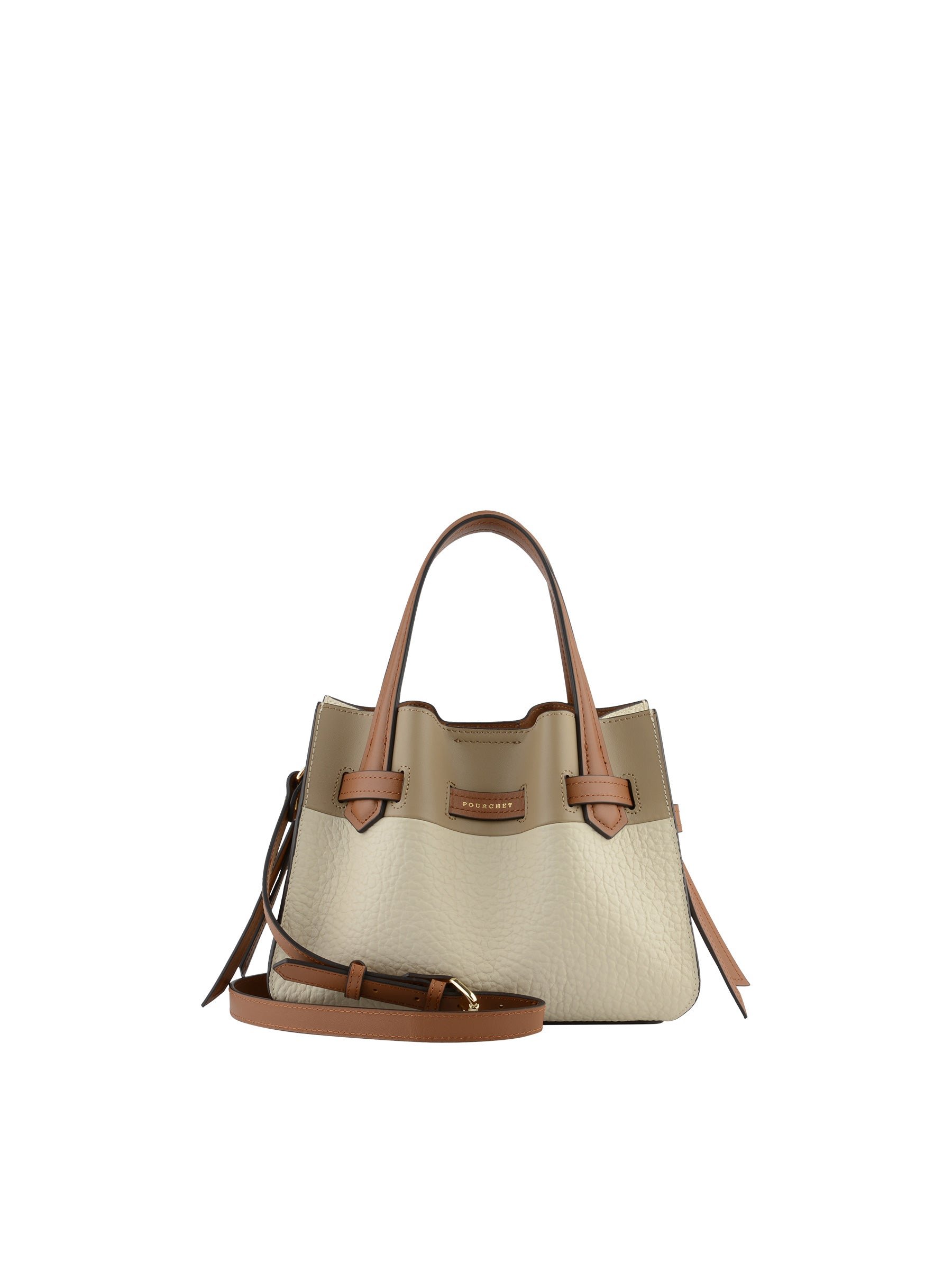 Calfskin leather handbag POURCHET Multicolored