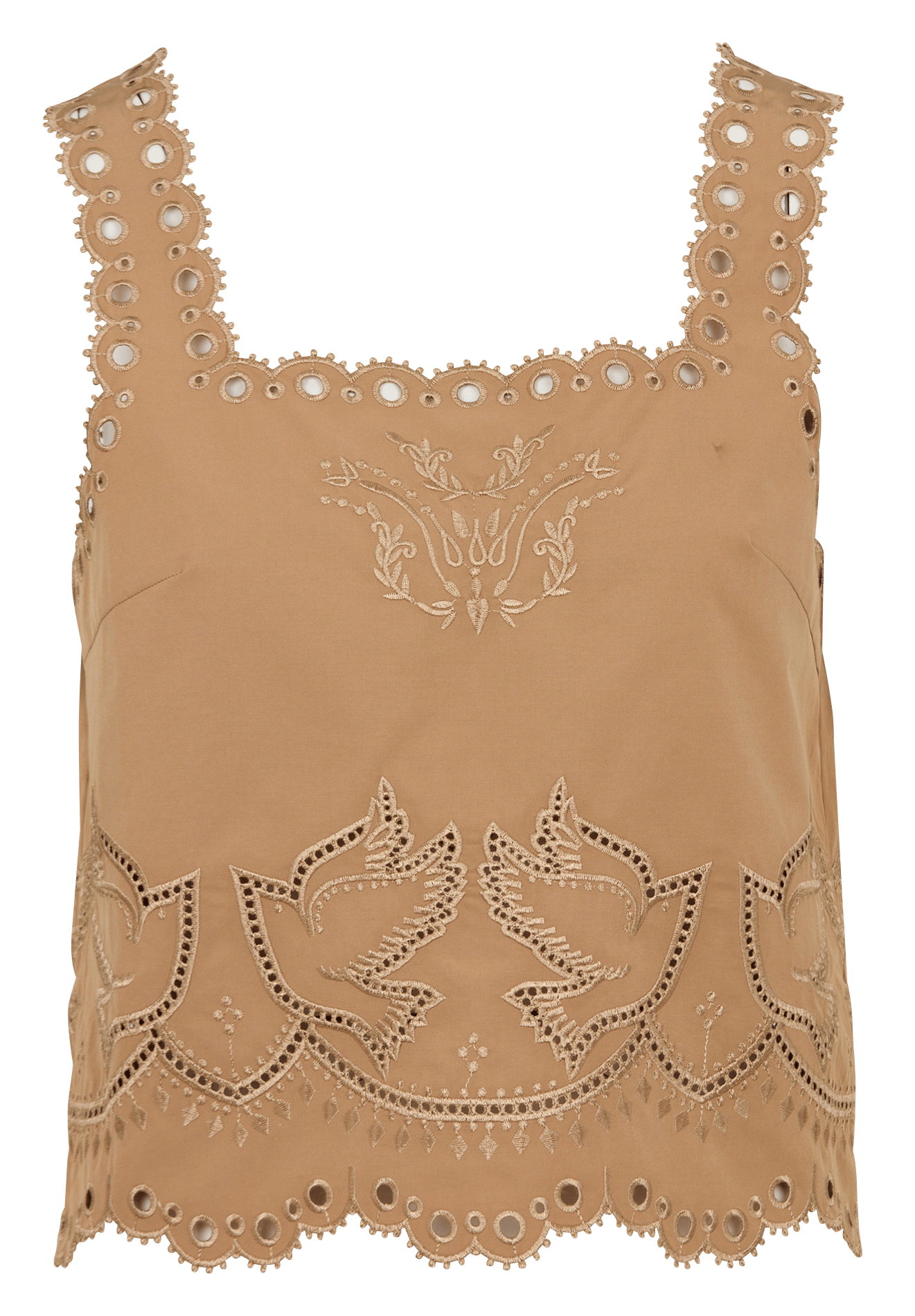 Sleeveless embroidered top BERENICE Brown