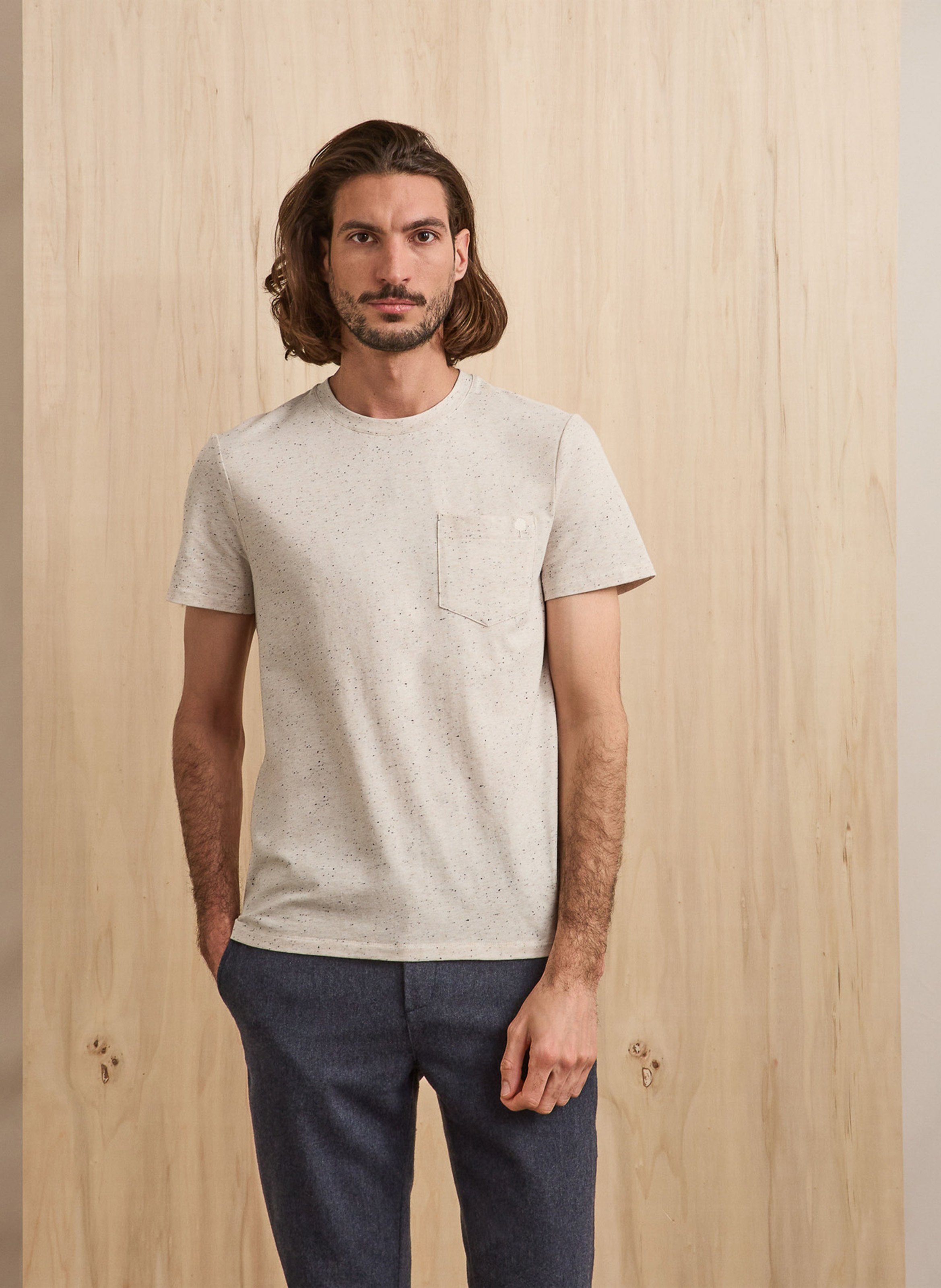 Recht T-shirt met ronde hals | katoenblend FAGUO Beige