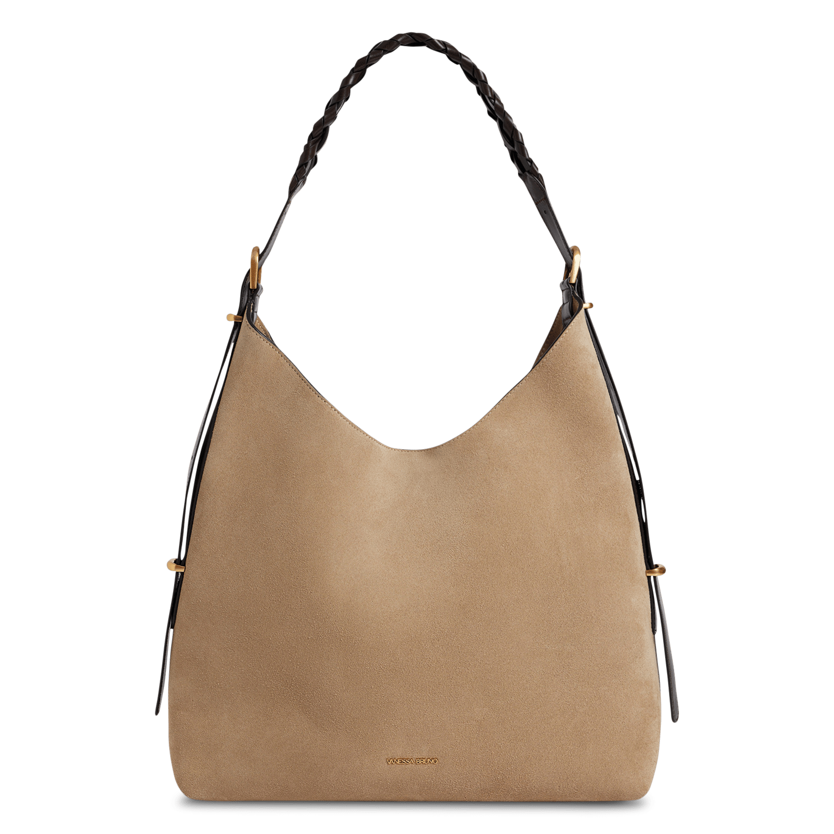 Buideltas van getextureerd leer met veters VANESSA BRUNO Beige