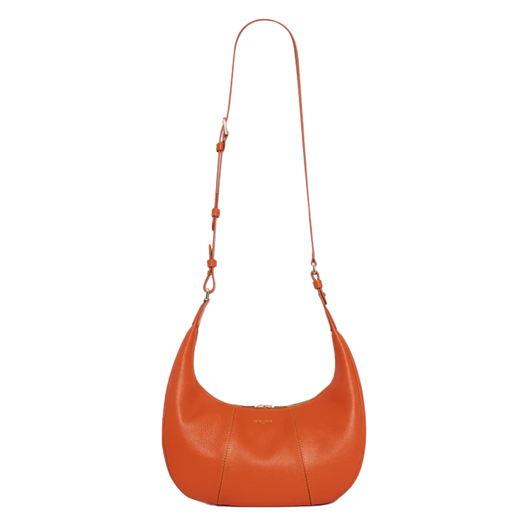 Kleine hobo tas met rits in korrelig leer LE TANNEUR Oranje