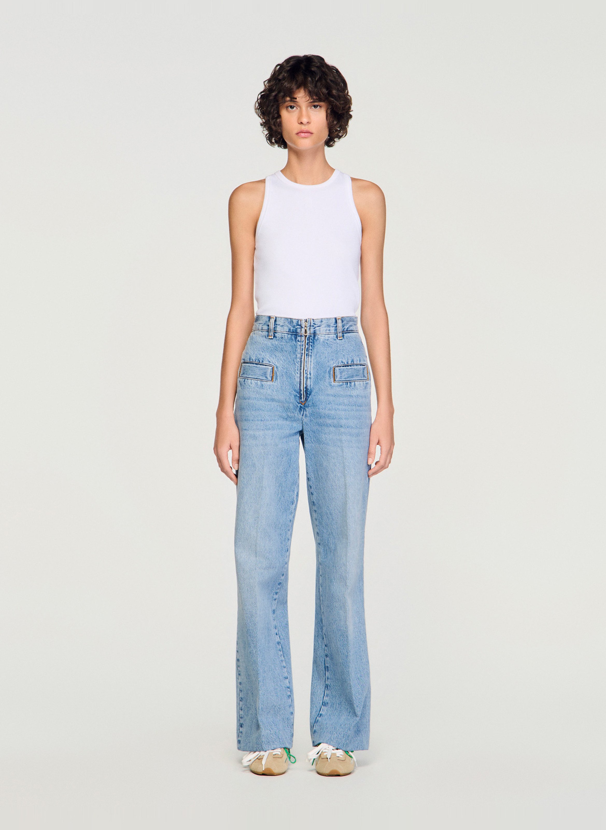 Rechte, katoenen jeans met verwassen effect SANDRO Blauw