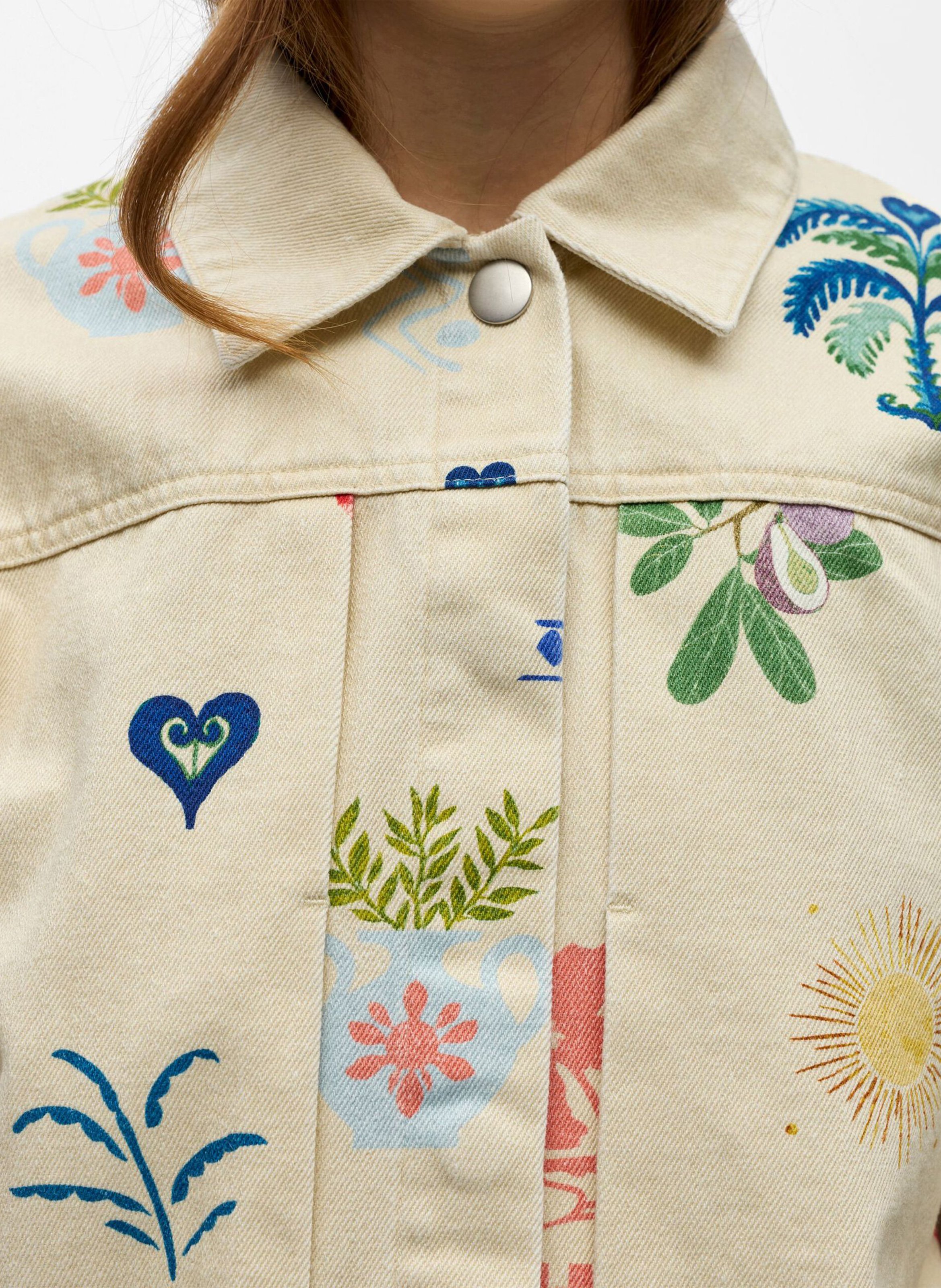 Straight jacket with classic collar in organic cotton and cotton OBJECT Brown