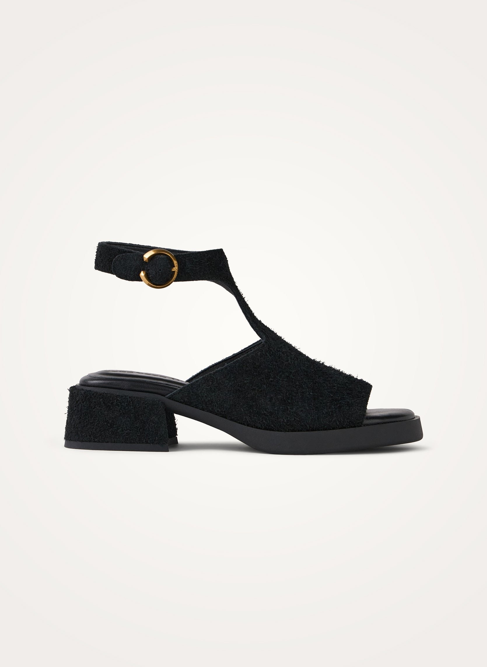 Camel suede sandals with heel and strap VANESSA WU Black