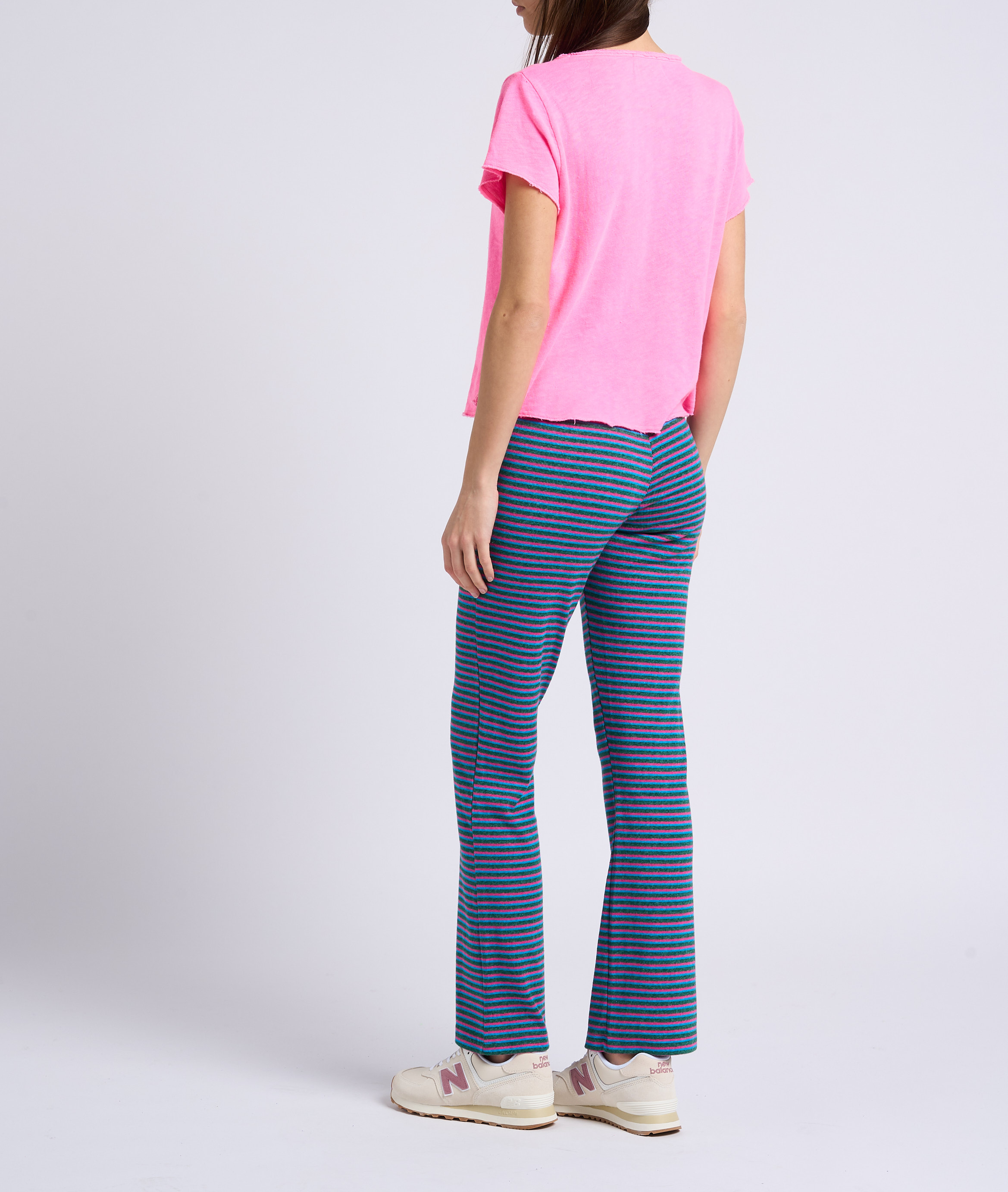 Gerade geschnittenes Baumwoll-T-Shirt mit ungesäumten Schnittkanten AMERICAN VINTAGE Rosa