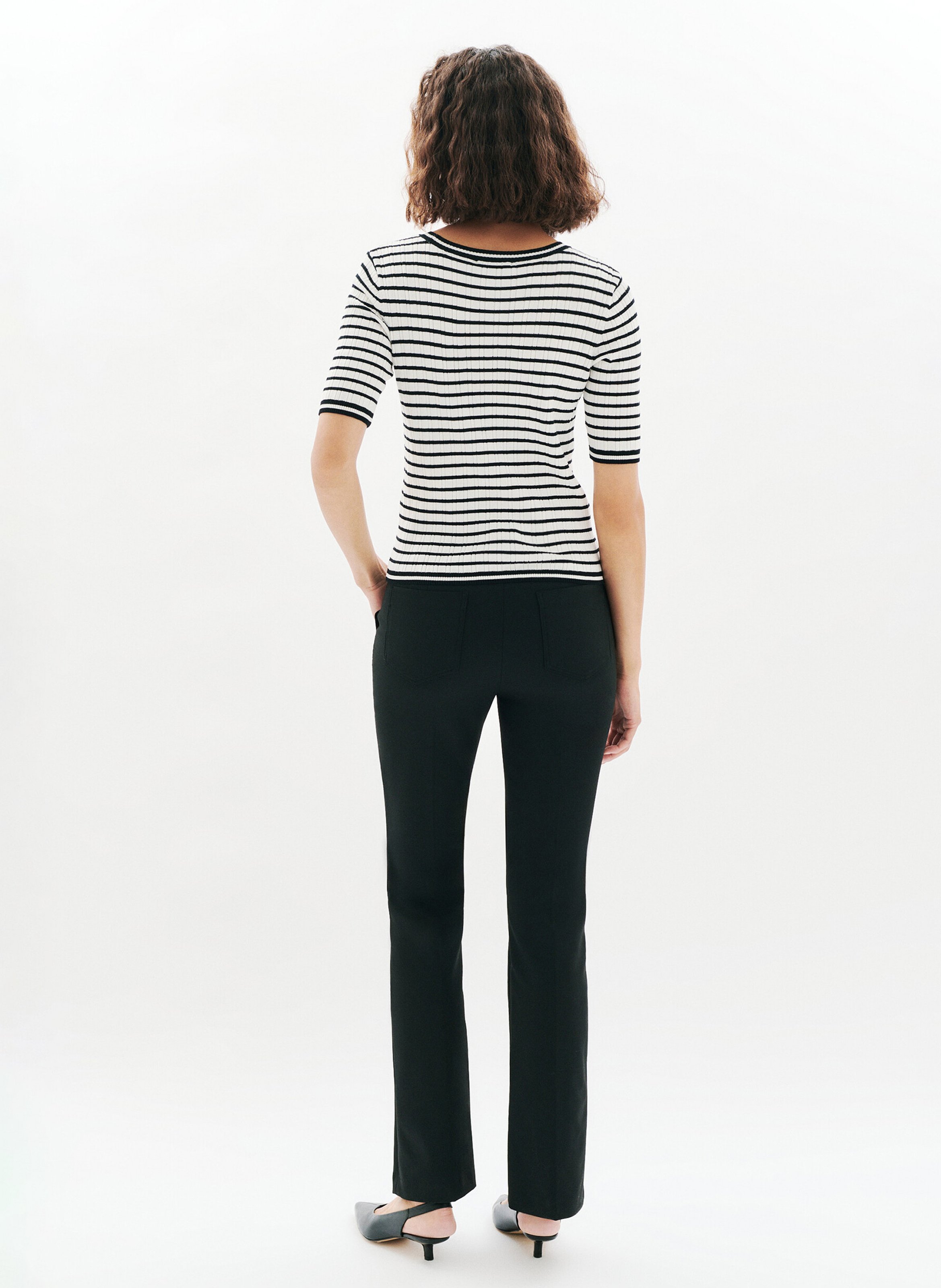 Pull col rond rayé CAROLL Noir