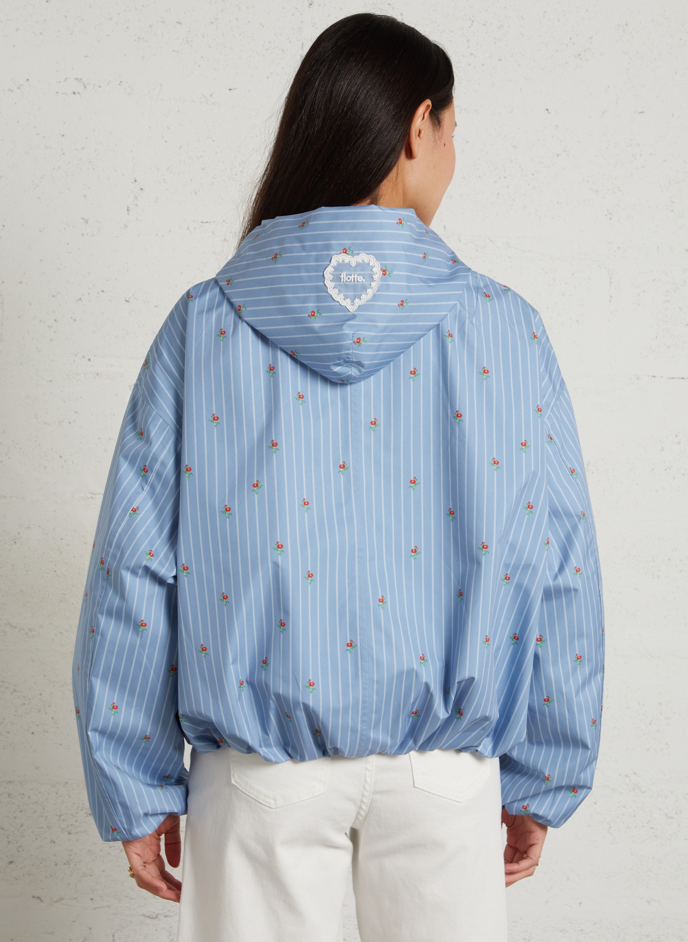 Round neck checkered raincoat FLOTTE Blue