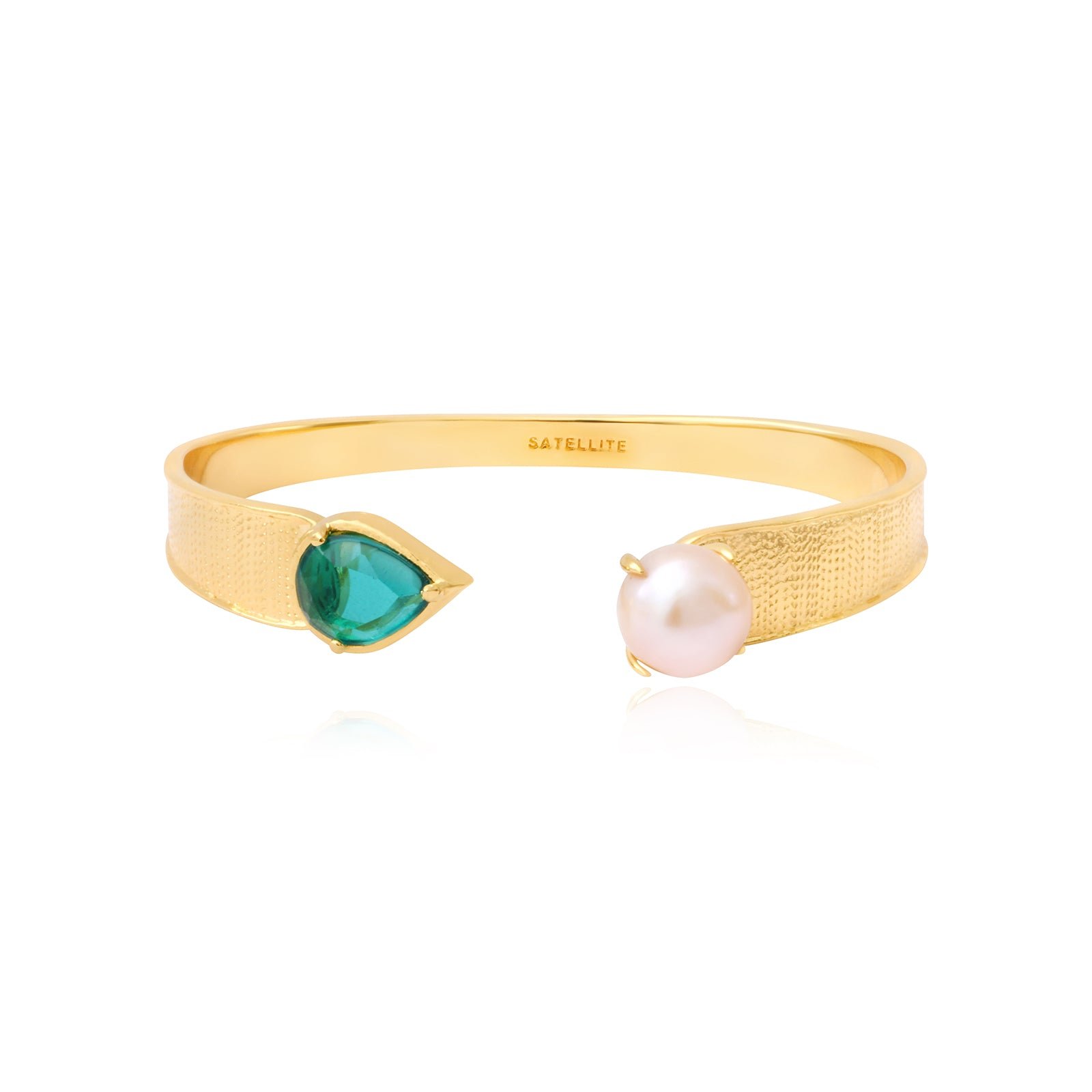 Open bangle bracelet in gold-plated fine gold SATELLITE PARIS