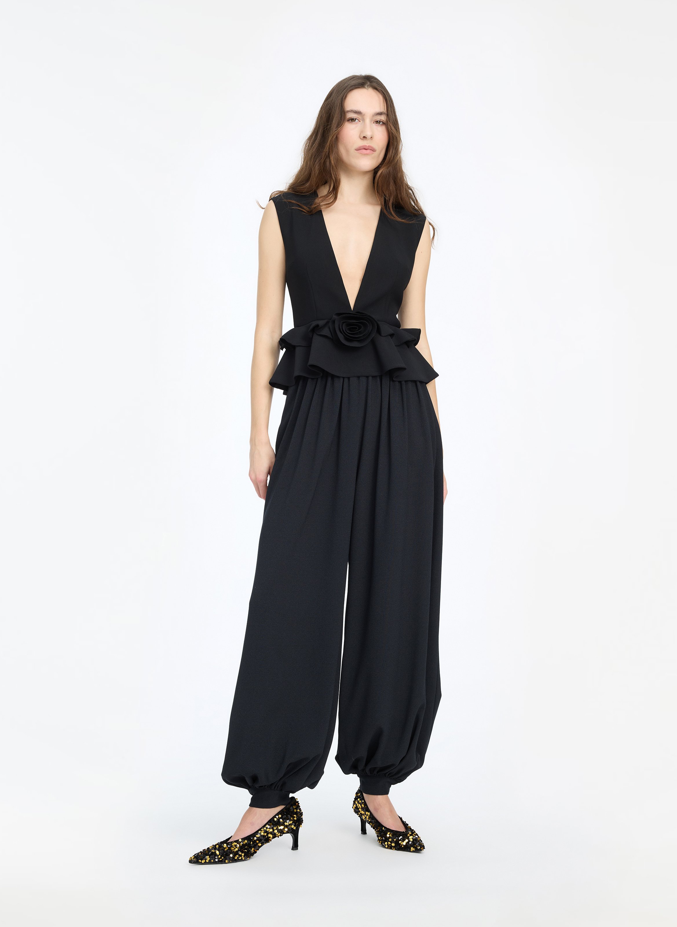 Sleeveless Peplum Top ROTATE Black