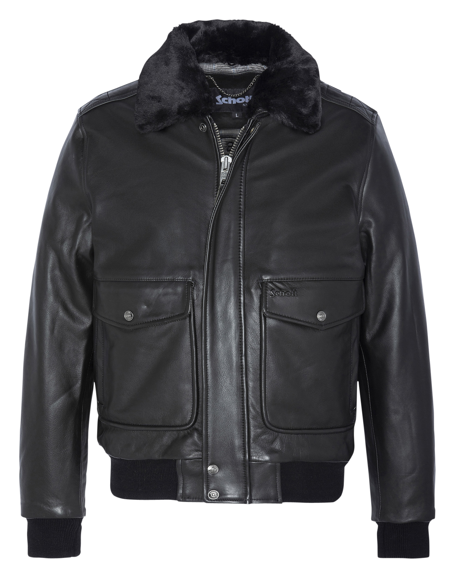 Fliegerjacke aus Vintage-Leder SCHOTT Schwarz