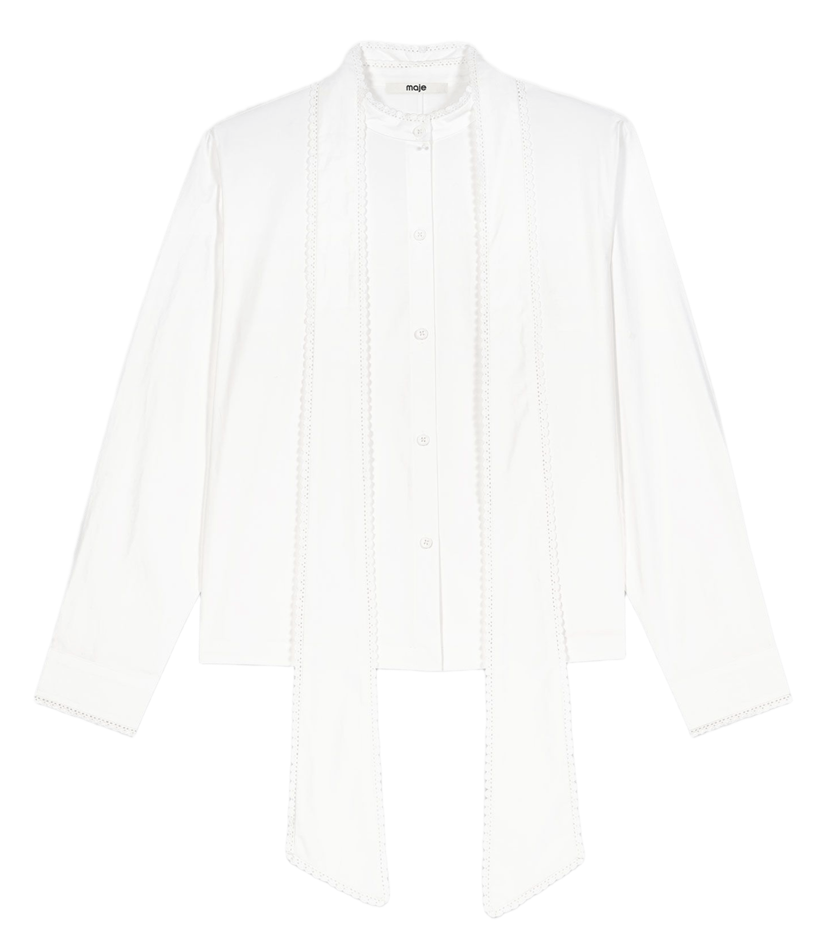 Chemise col lavallière en coton MAJE Blanc