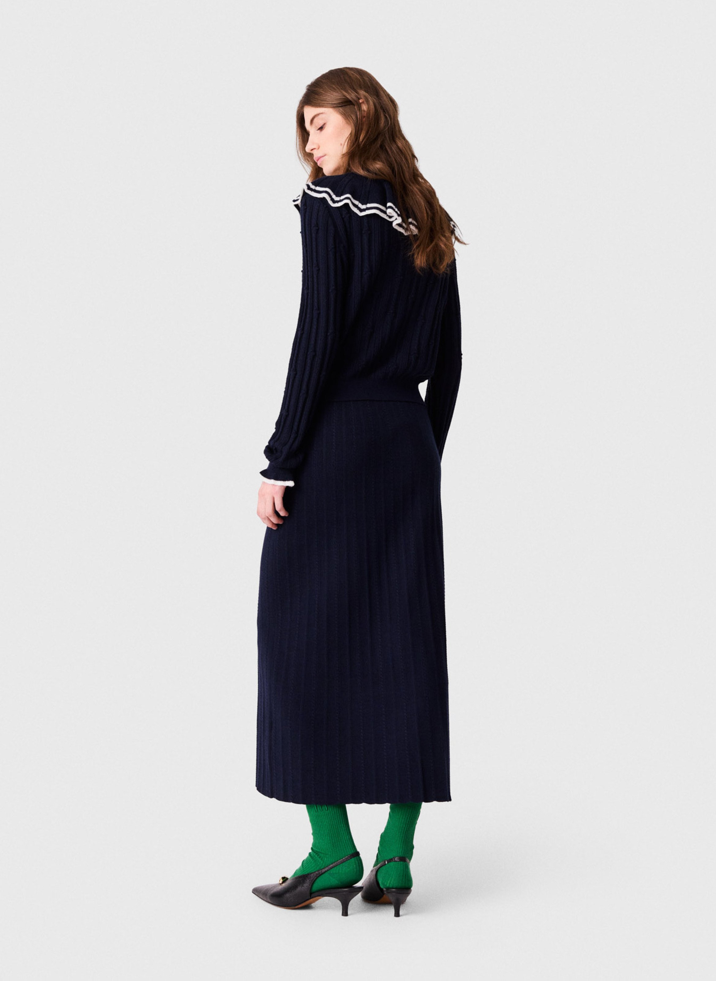 Rechte geribbelde cardigan MAJE Blauw