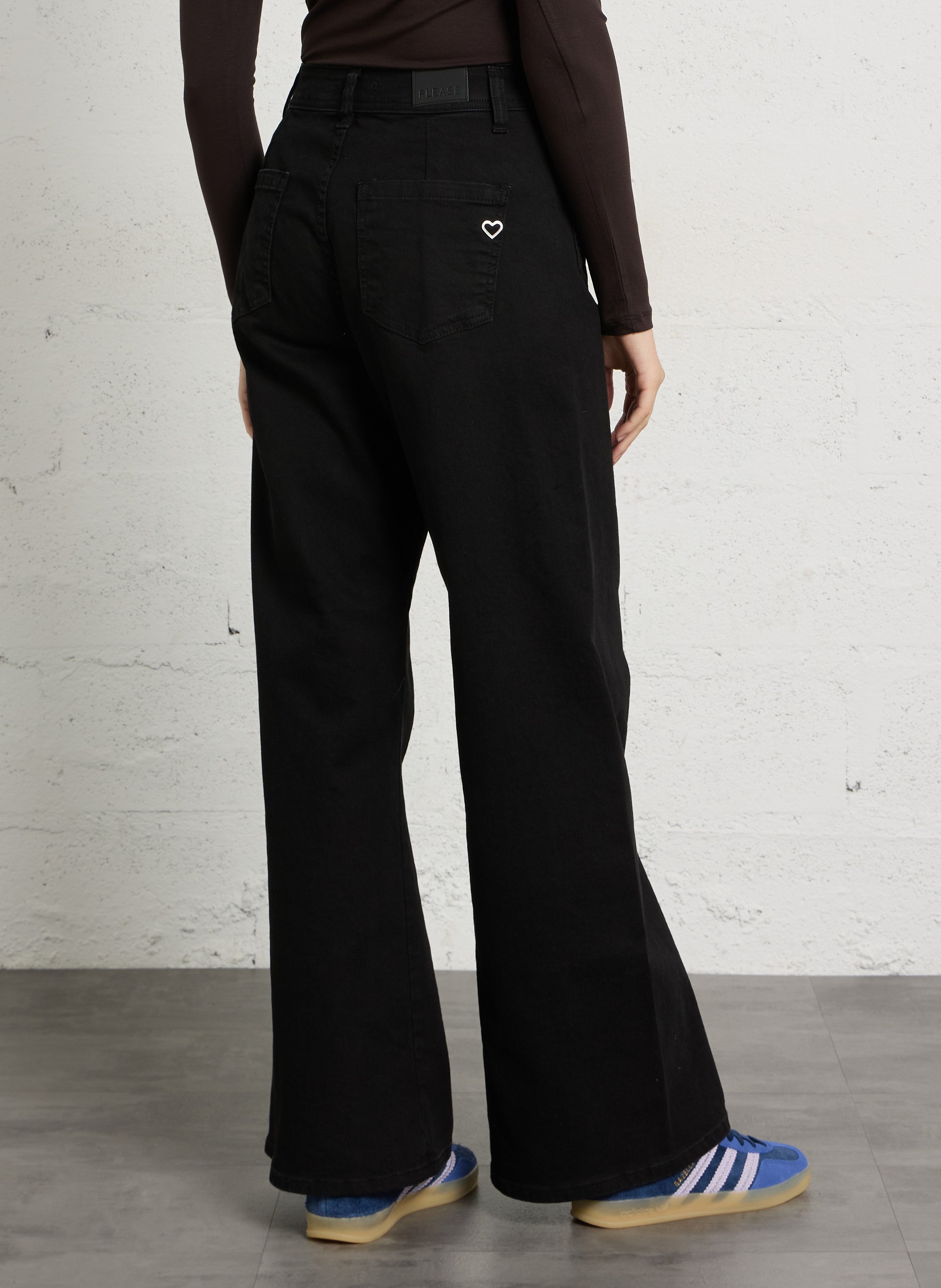 High-rise flared cotton-blend jeans | Black PLEASE Women