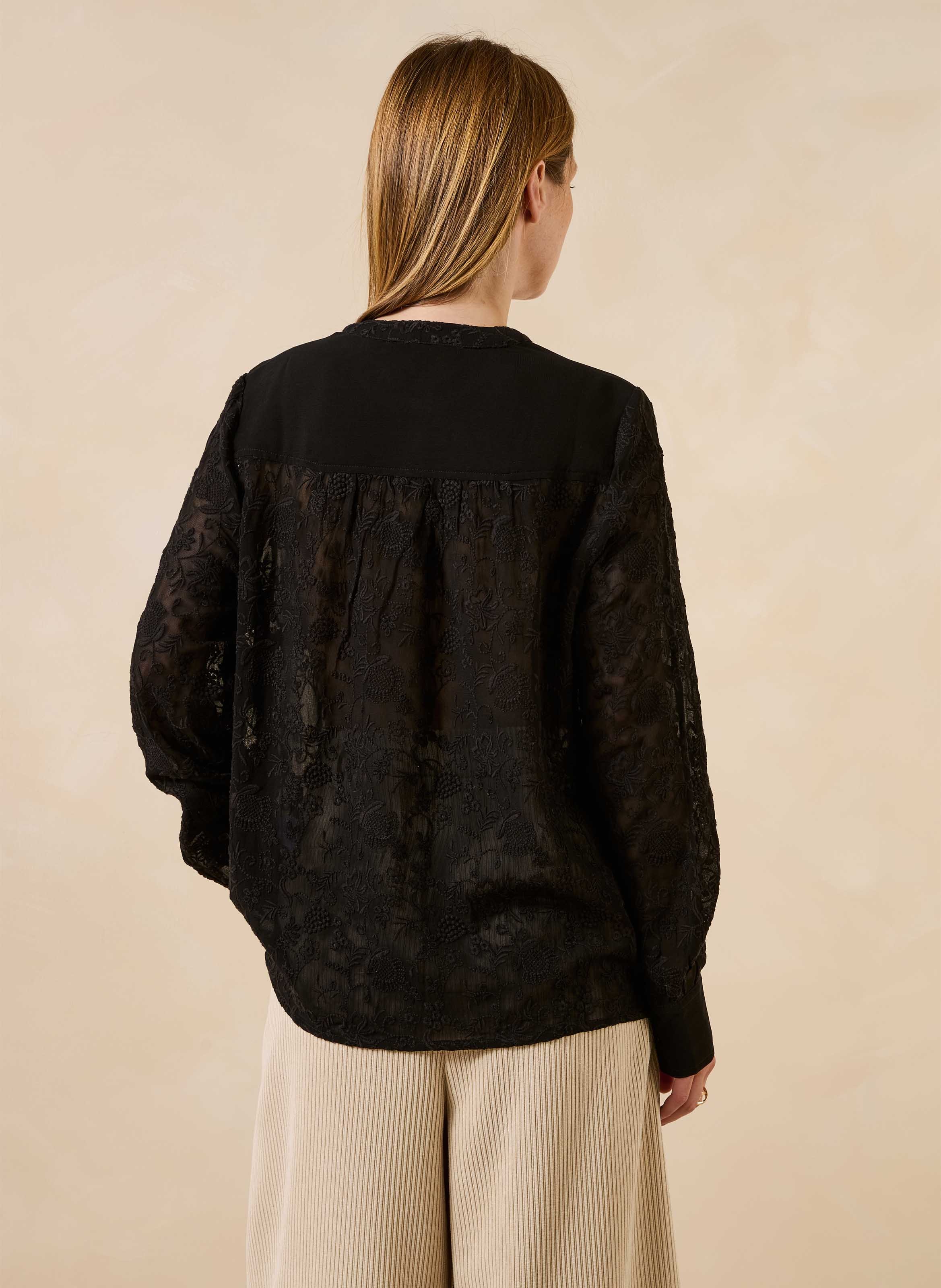 Oversized embroidered shirt LA FEE MARABOUTEE Black