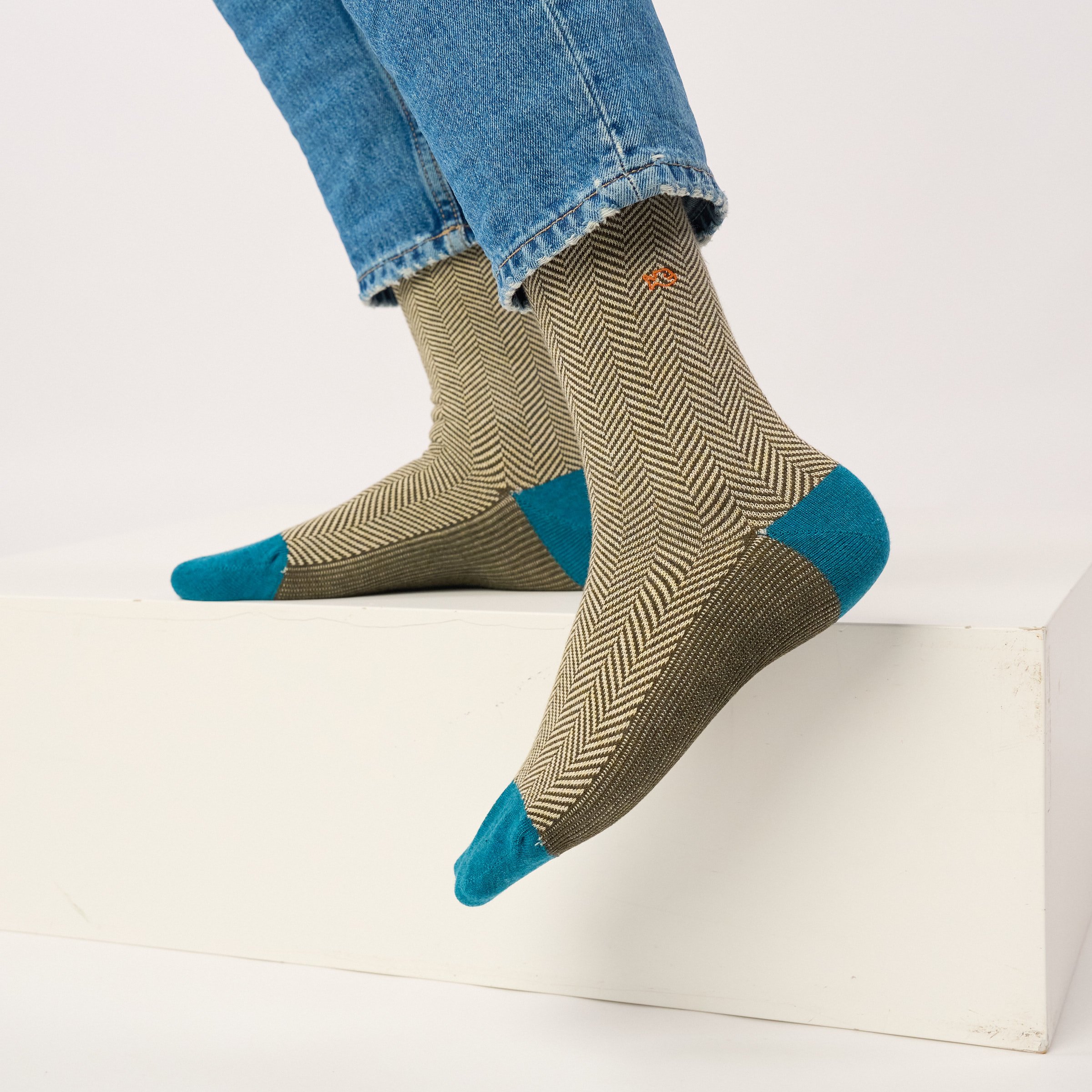Combed cotton herringbone socks BILLYBELT Khaki