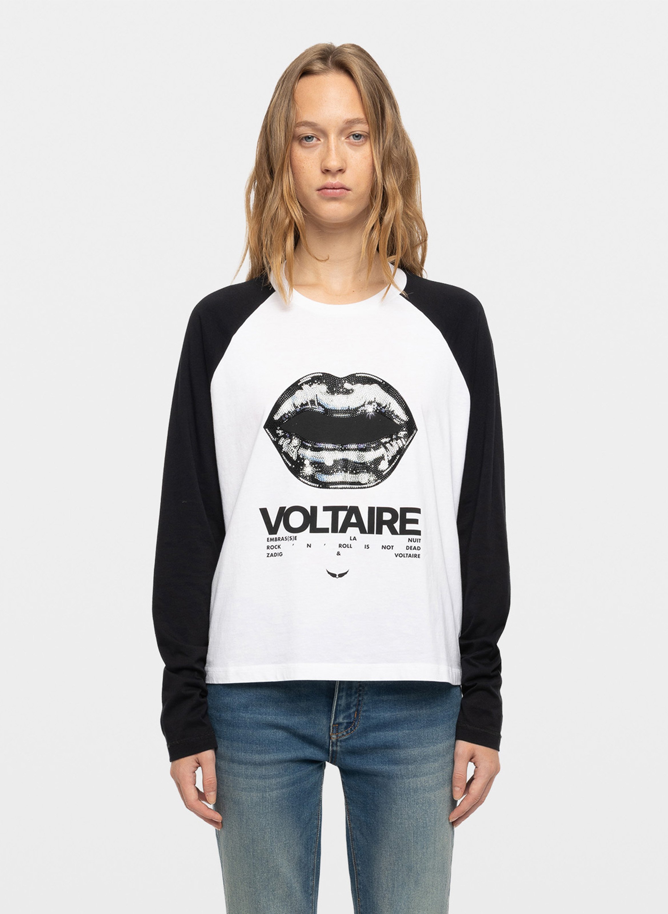 T-shirt manches longues sérigraphié en coton ZADIG&VOLTAIRE Blanc